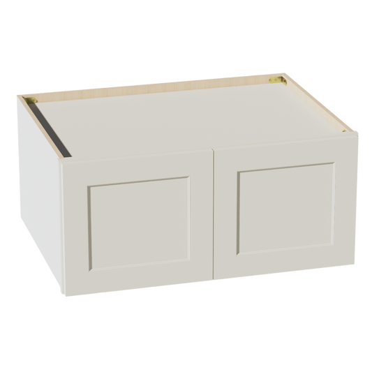 W331524-SSAW  Wall Cabinet 2 Doors & 2 Shelves - Shaker Style - Swan White   33"W x 12"H x 24"D