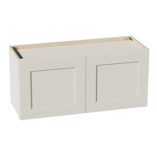 W3315-SSAW  Wall Cabinet 2 Doors & 2 Shelves - Shaker Style - Swan White   33"W x 15"H x 12"D