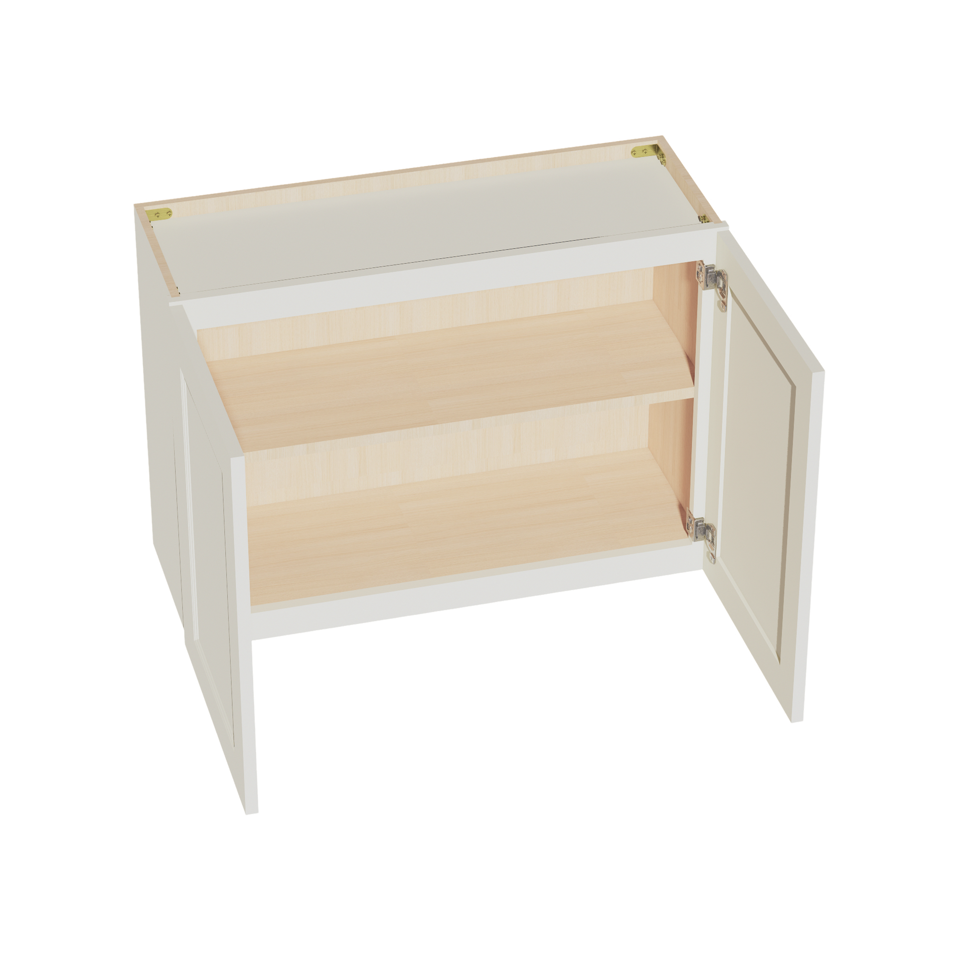 W3324-SSAW: Shaker Swan White 33"W x 24"H 2 Doors Standard Wall Bridge Cabinet