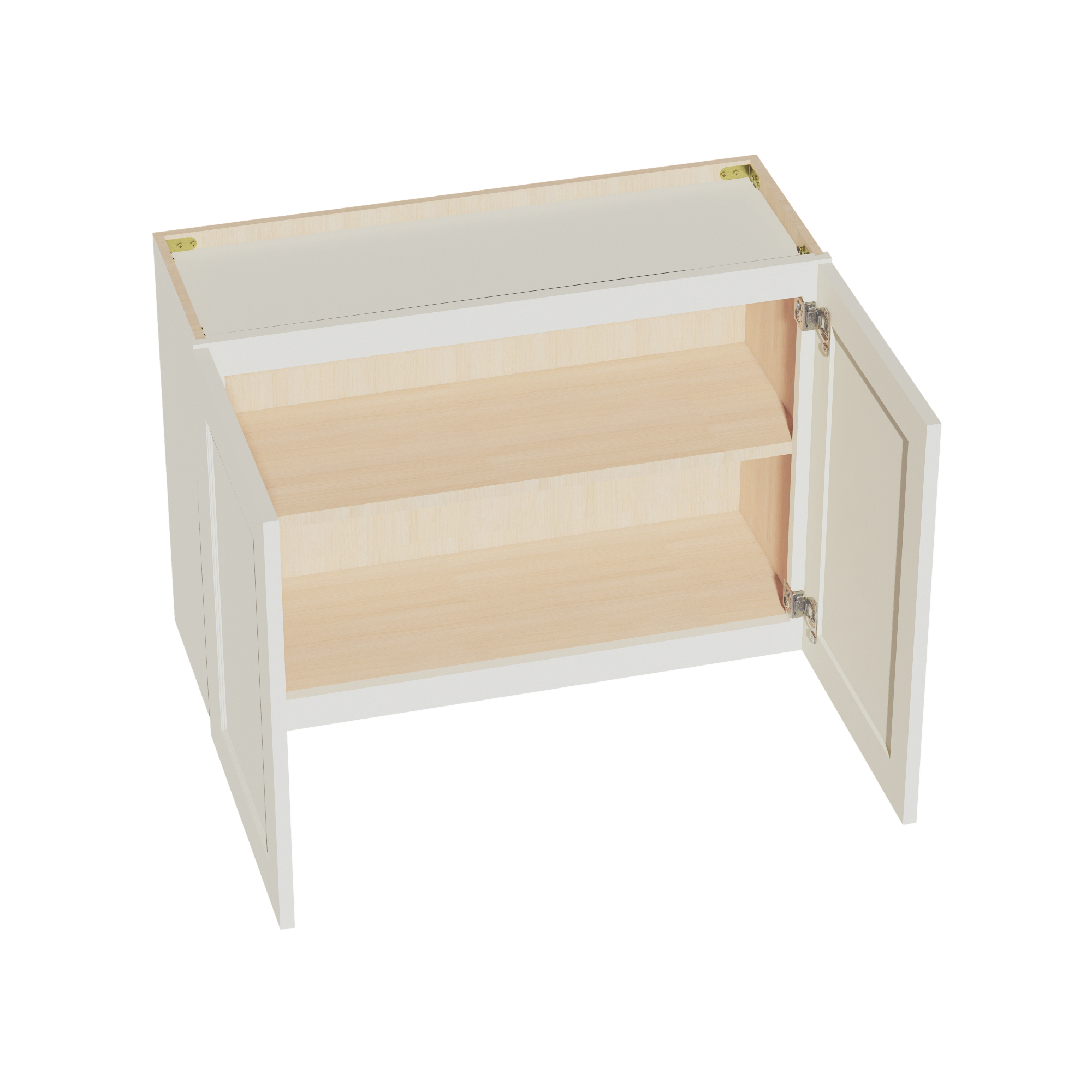 W3324-SSAW: Shaker Swan White 33"W x 24"H 2 Doors Standard Wall Bridge Cabinet