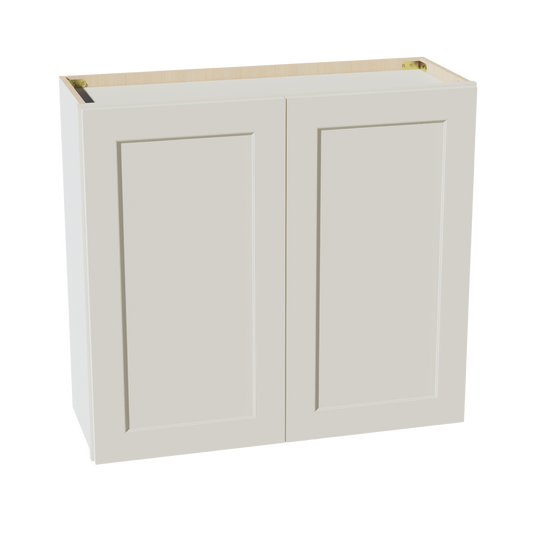 W3330-SSAW  Wall Cabinet 2 Doors & 2 Shelves - Shaker Style - Swan White   33"W x 24"H x 12"D