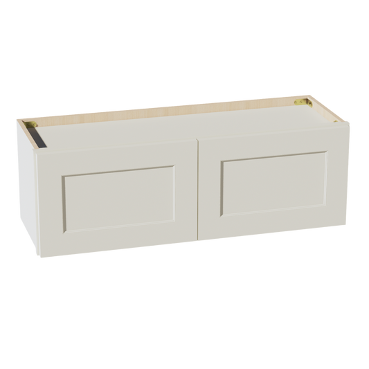 W3612-SSAW  Wall Cabinet 2 Doors & 2 Shelves - Shaker Style - Swan White   36"W x 12"H x 12"D