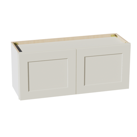 W3615-SSAW  Wall Cabinet 2 Doors & 2 Shelves - Shaker Style - Swan White   36"W x 15"H x 12"D