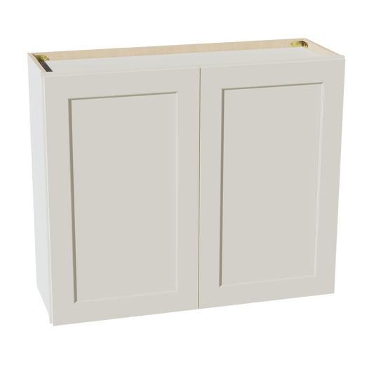 W3630-SSAW  Wall Cabinet 2 Doors & 2 Shelves - Shaker Style - Swan White   36"W x 21"H x 12"D