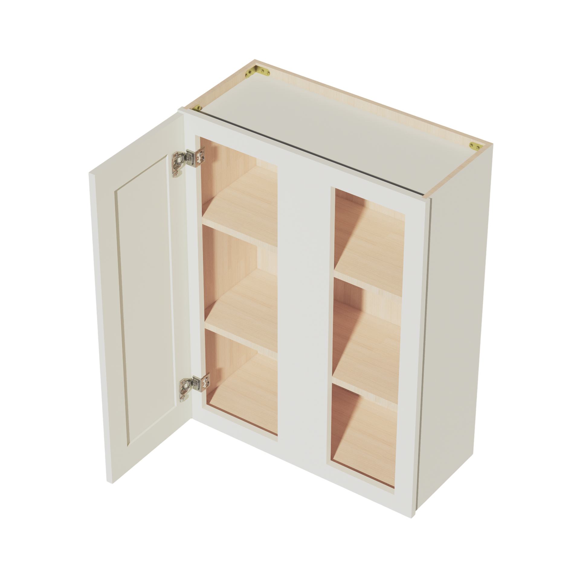 WBC2736-SSAW: Shaker Swan White 27"W x 36"H 1 Door & 2 Shelves Wall Blind Corner Cabinets