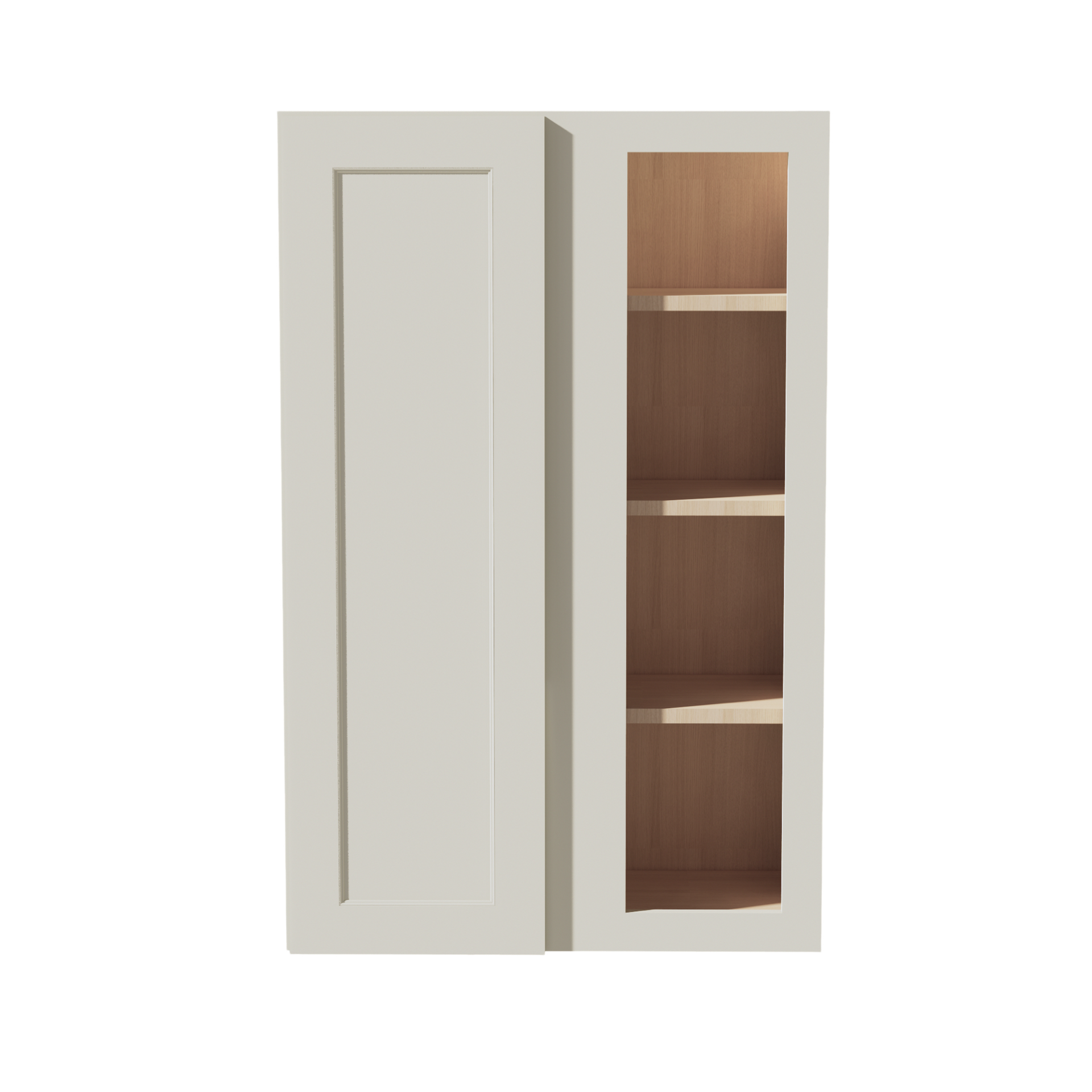 WBC2742-SSAW  Wall Blind Corner Cabinet 1 Door & 2 Shelves - Shaker Style - Swan White   27"W x 36"H x 12"D