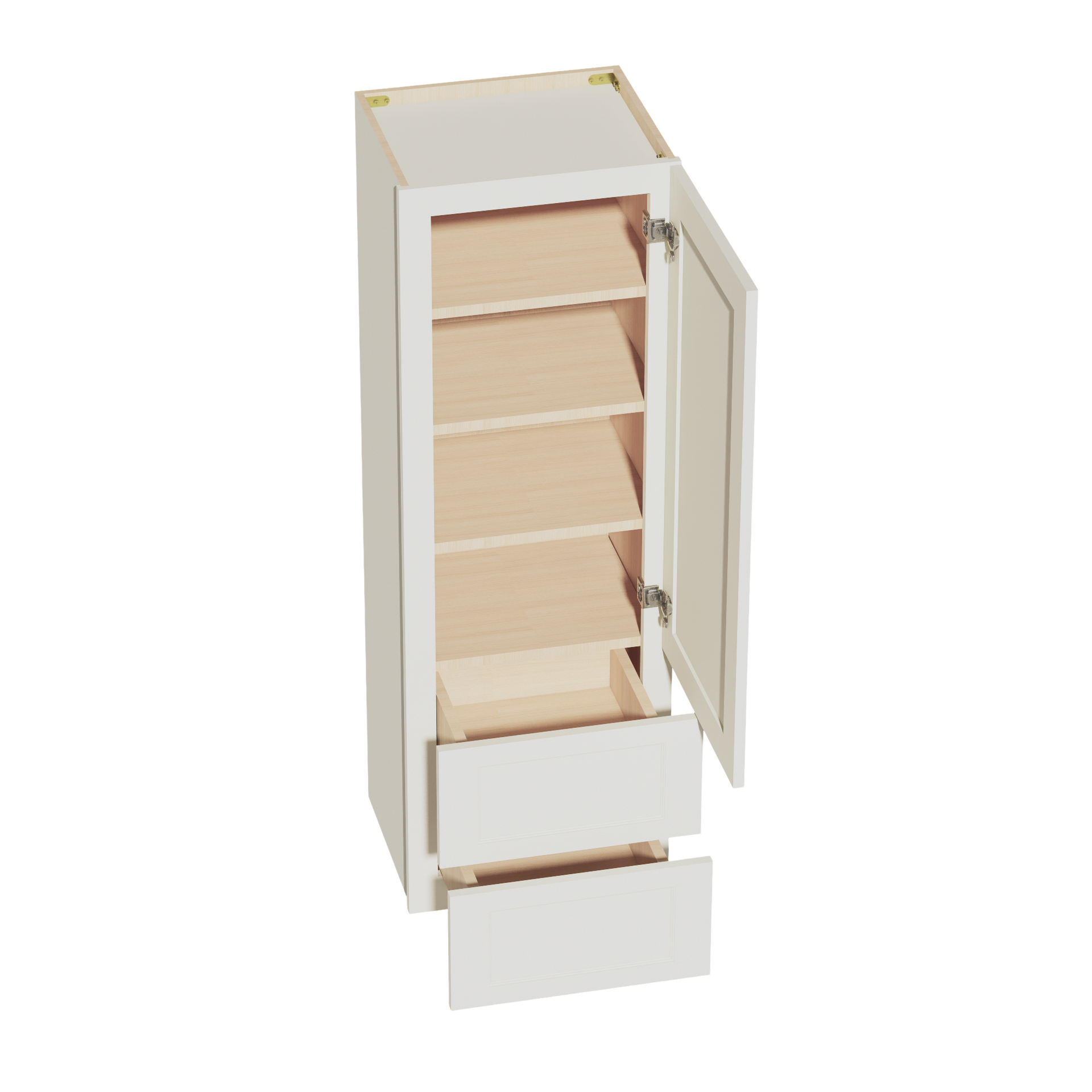 WD1854-SSAW  Diagonal Wall Corner Cabinet 1 Door & 2 Shelves - Shaker Style - Swan White   18'W x 48"H x 15"D