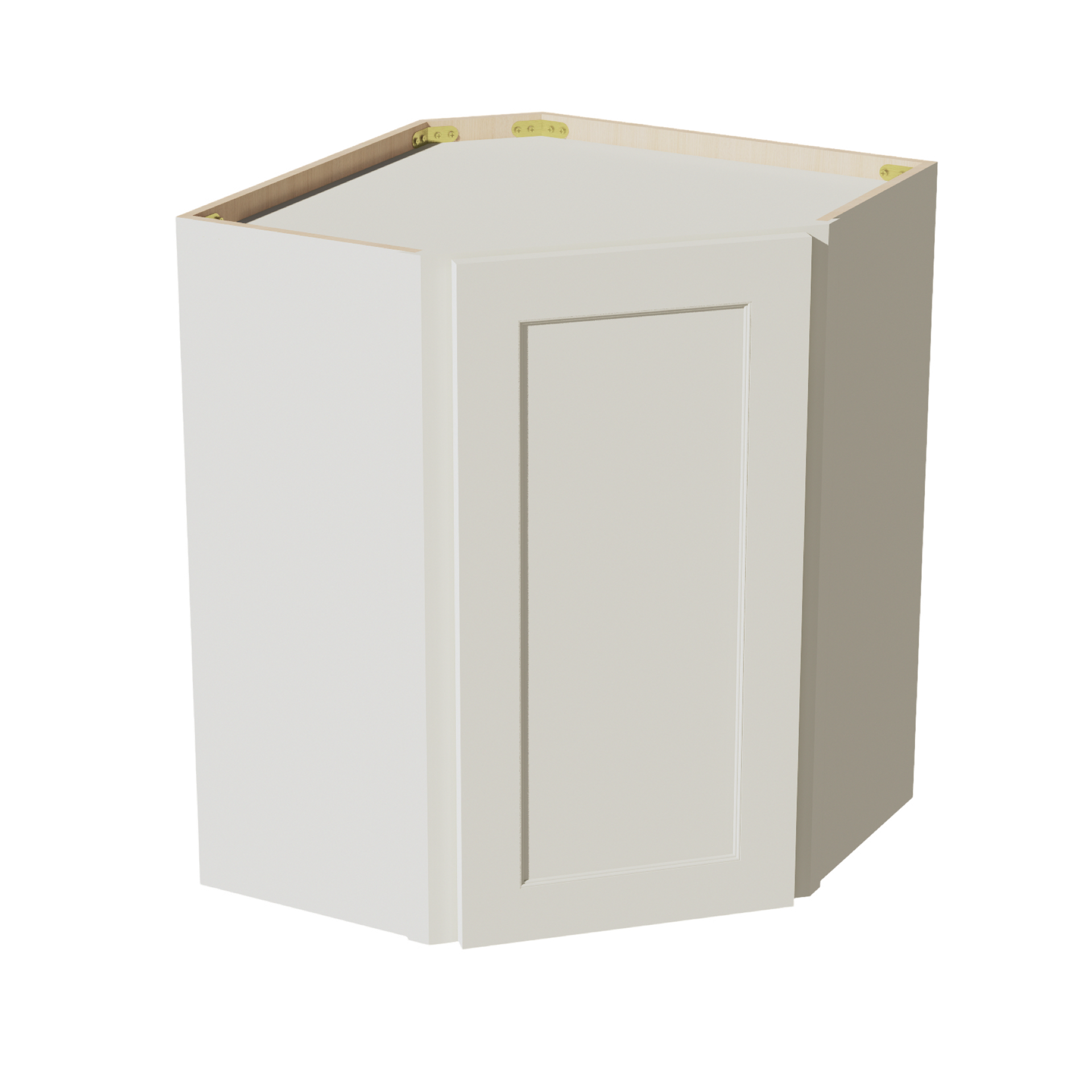 WDC2430-SSAW: Shaker Swan White 24"W x 30"H 1 Door & 2 Shelves Diagonal Wall Corner Cabinet
