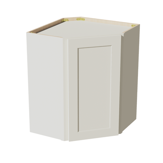 WDC2430-SSAW  Diagonal Wall Corner Cabinet 1 Door & 2 Shelves - Shaker Style - Swan White   18'W x 60"H x 15"D