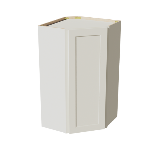 WDC2442-SSAW  Diagonal Wall Corner Cabinet 1 Door & 2 Shelves - Shaker Style - Swan White   24"W x 36"H x 24"D