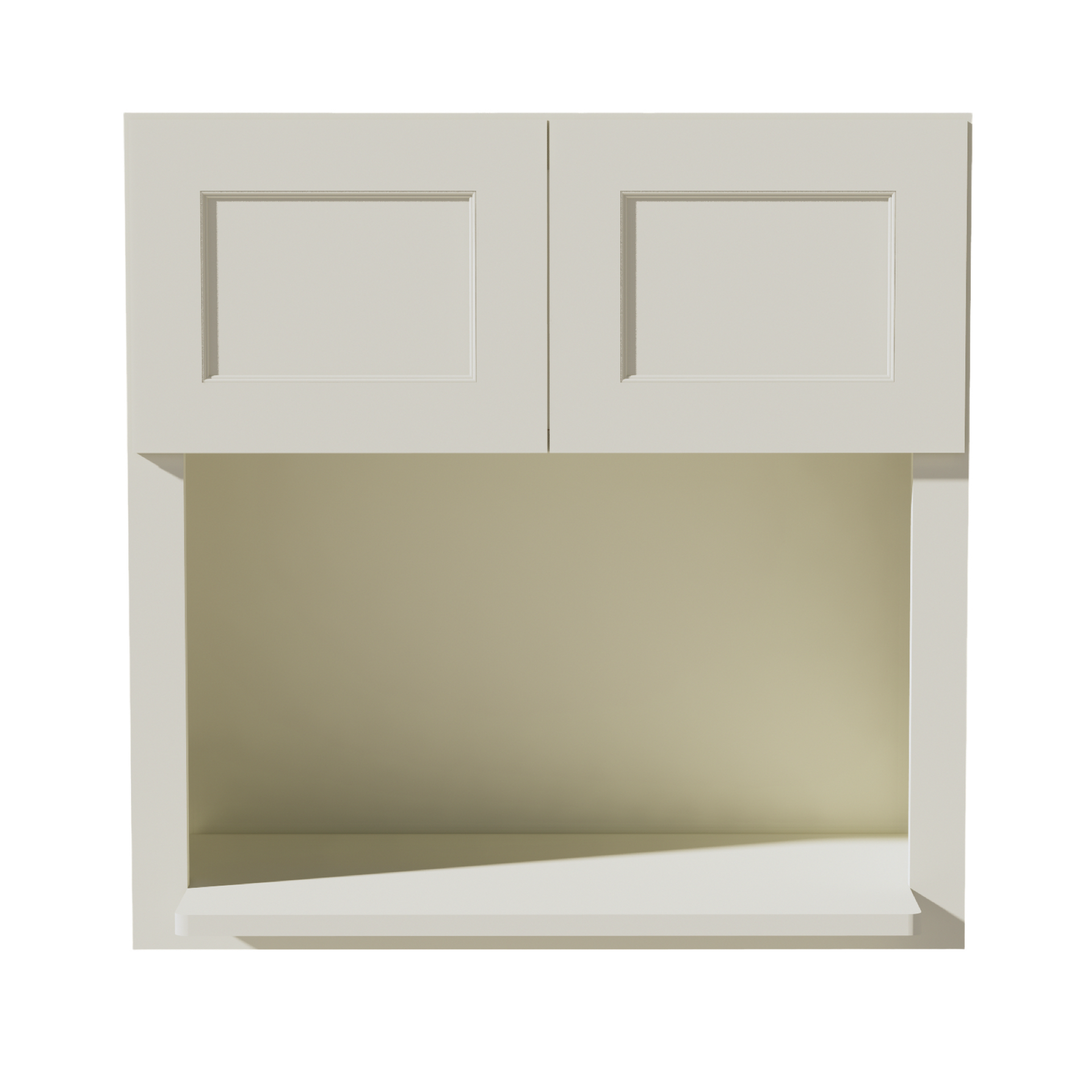 WM3030-SSAW: Shaker Swan White 30"W x 30"H 2 Doors Wall Built-in Microwave Cabinets