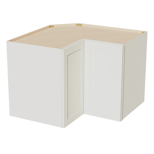 WPC2430-SSAW: Shaker Swan White 24"W x 30"H 1 Door & 2 Shelves Pie Cut Wall Corner Cabinet