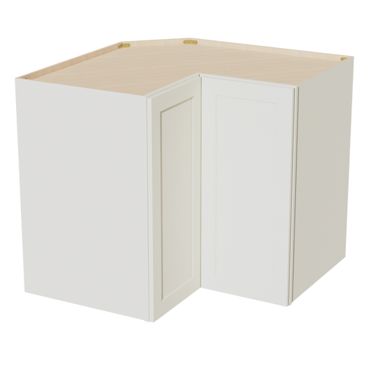 WPC2436-SSAW: Shaker Swan White 24"W x 36"H 1 Door & 2 Shelves Pie Cut Wall Corner Cabinet