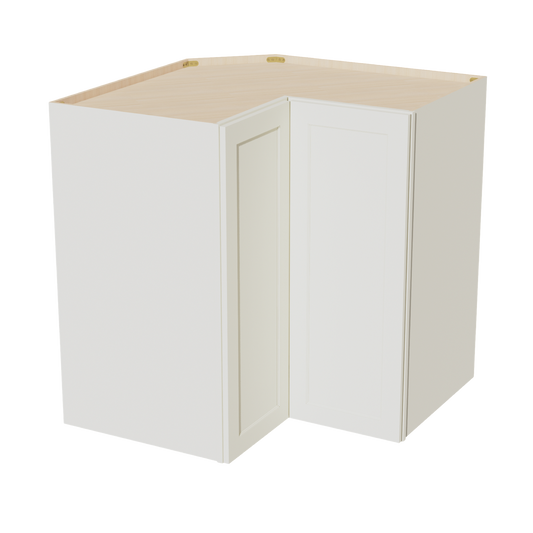 WPC2442-SSAW: Shaker Swan White 24"W x 42"H 1 Door & 3 Shelves Pie Cut Wall Corner Cabinet