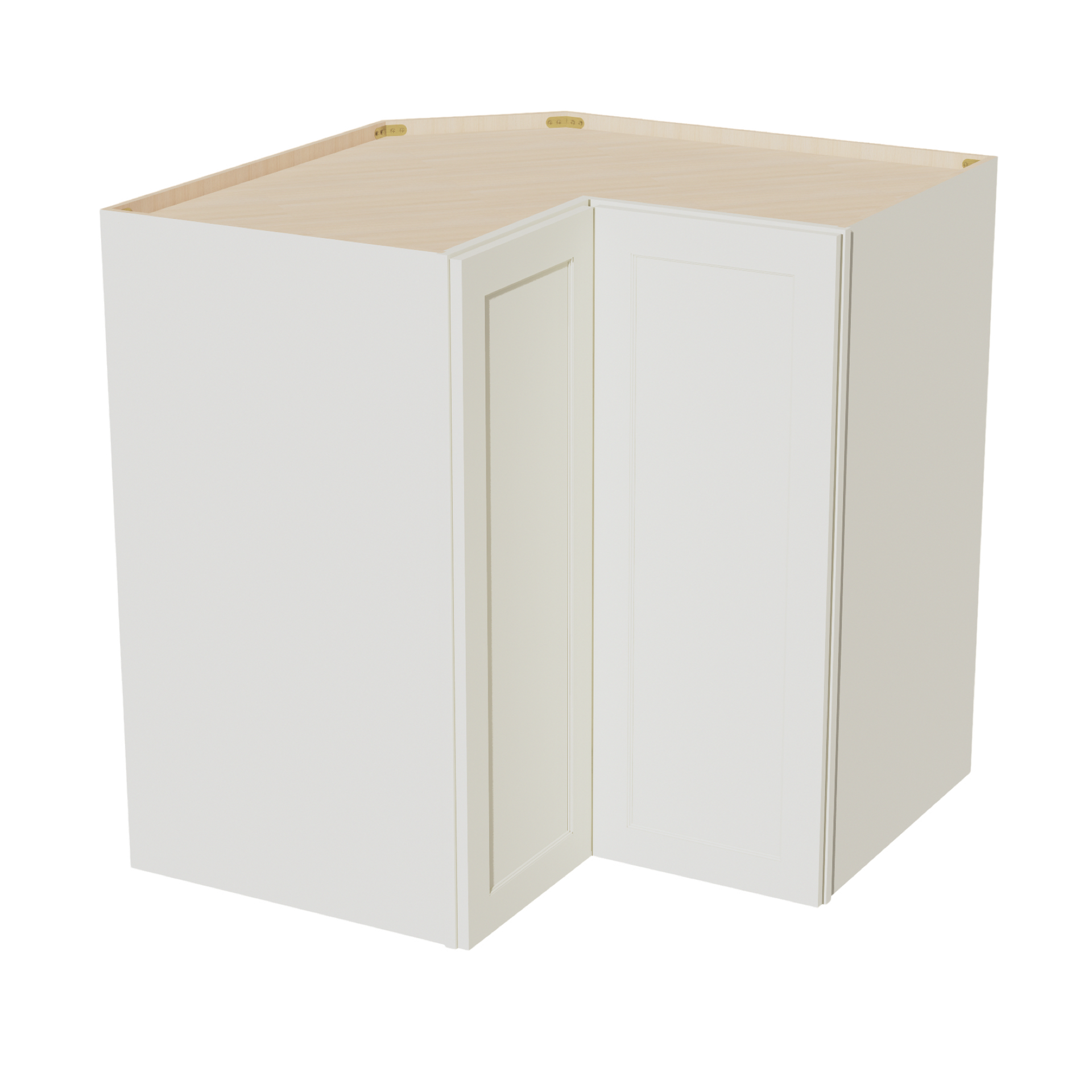 WPC2442-SSAW  Wall Corner Cabinet Pie Cut  1 Door & 2 Shelves  - Shaker Style - Swan White   11-1/2" X 11-1/2" x 36"H x 24"D