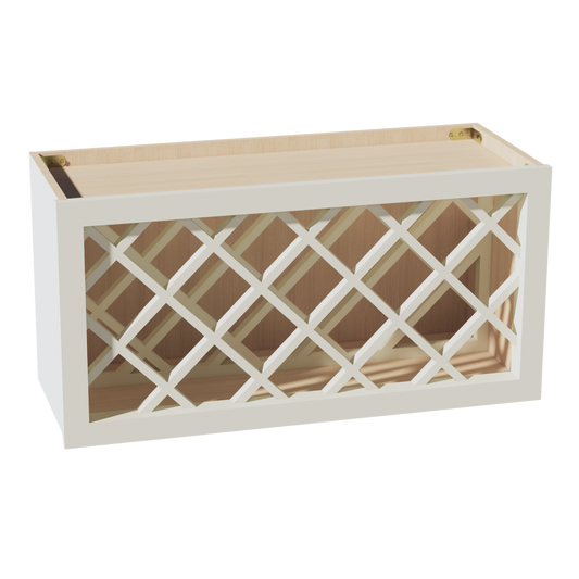 WR3015-SSAW: Shaker Swan White 30"W x 15"H x 12"D Wall Wine Rack Incl. Shelf