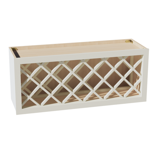 WR3615-SSAW: Shaker Swan White 36"W x 15"H x 12"D Wall Wine Rack Incl. Shelf