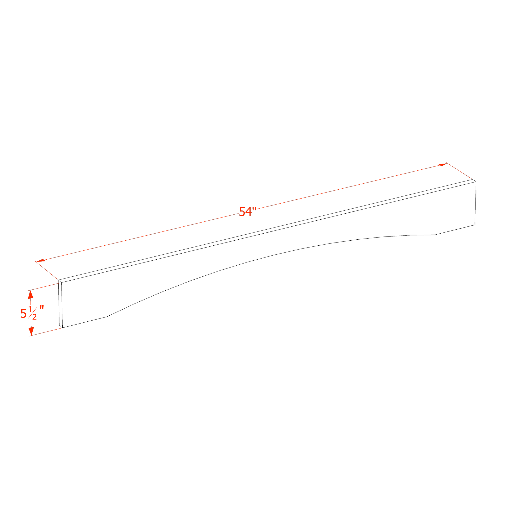VAR54-SG  Arched Valance - Shaker Style - Green   54"W x 5-1/2"H x