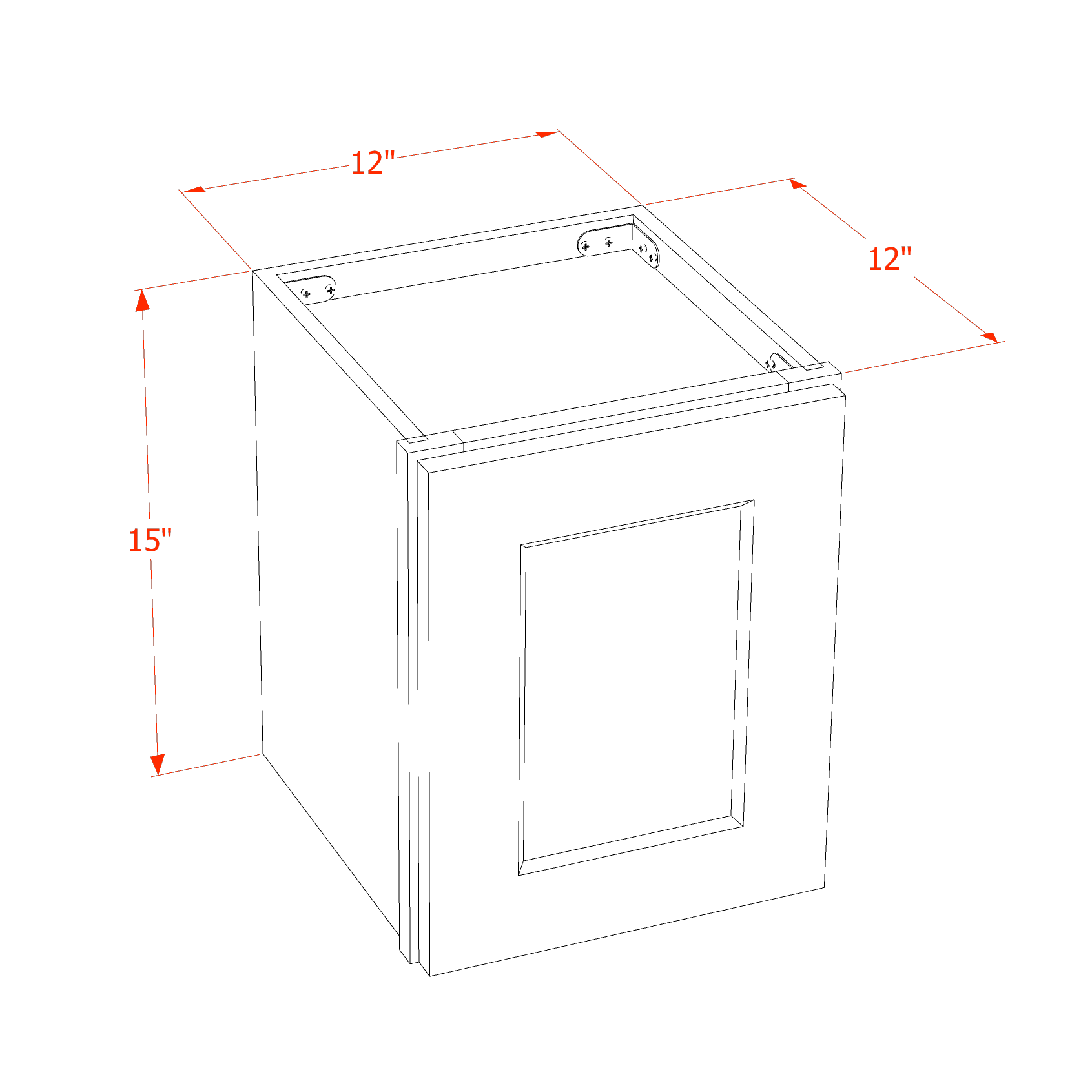 W1215-SSE  Wall Cabinet 1 Door & 2 Shelves - Slim Shaker Style - Espresso   12"W x 15"H x 12"D