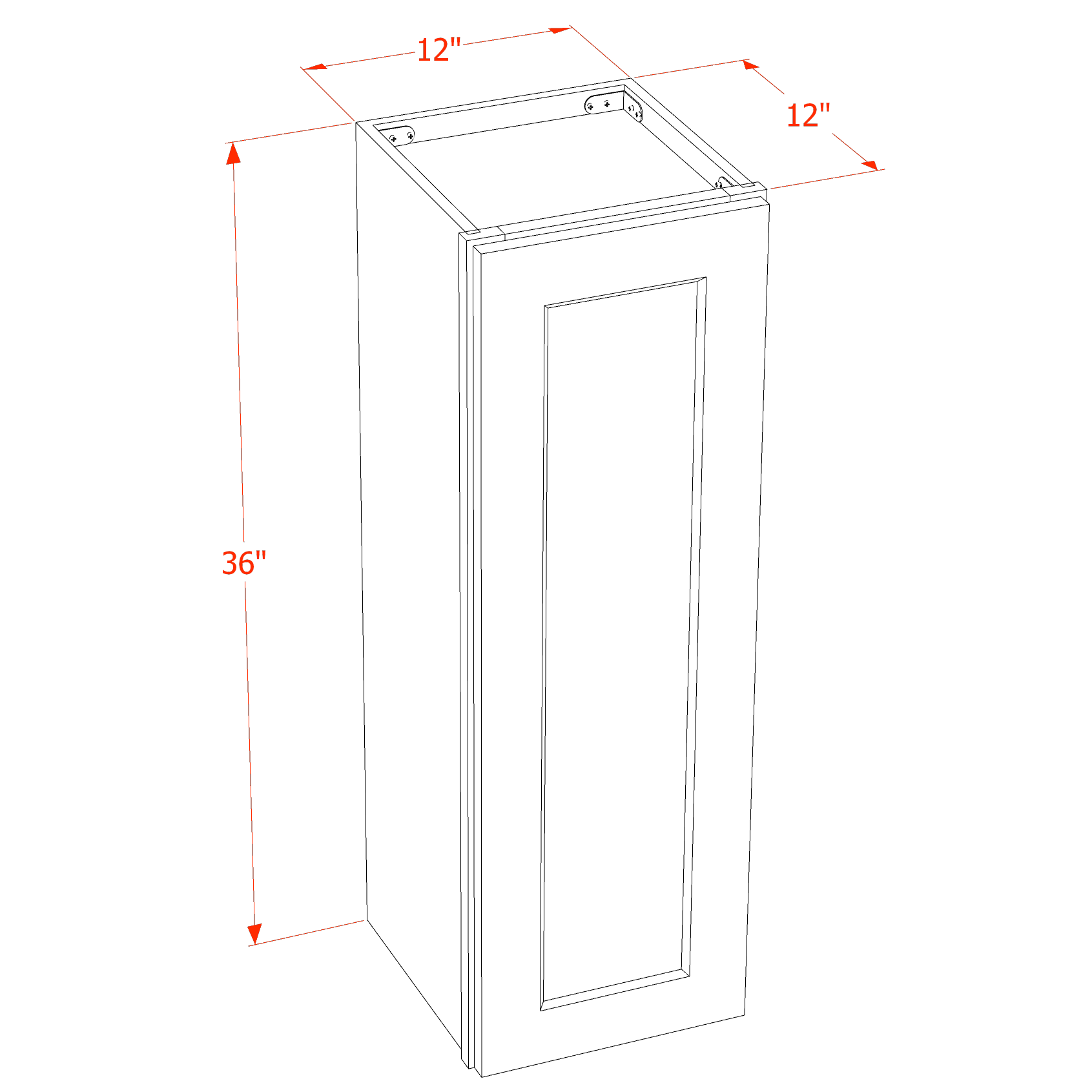 W1236-SSAW: Shaker Swan White 12"W x 36"H 1 Door & 2 Shelves Standard Wall Cabinet