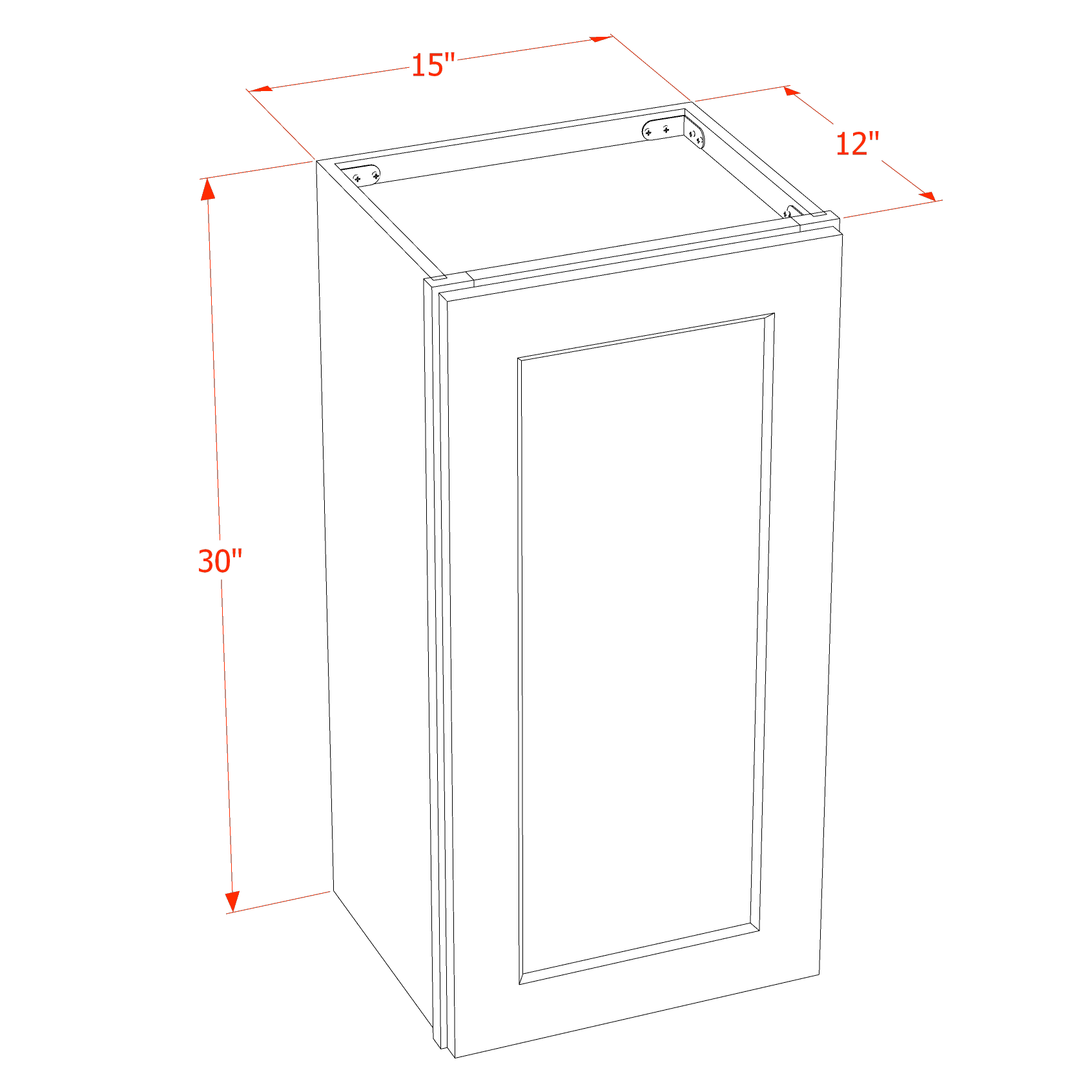W1530-SSE  Wall Cabinet 1 Door & 2 Shelves - Slim Shaker Style - Espresso   15"W x 30"H x 12"D