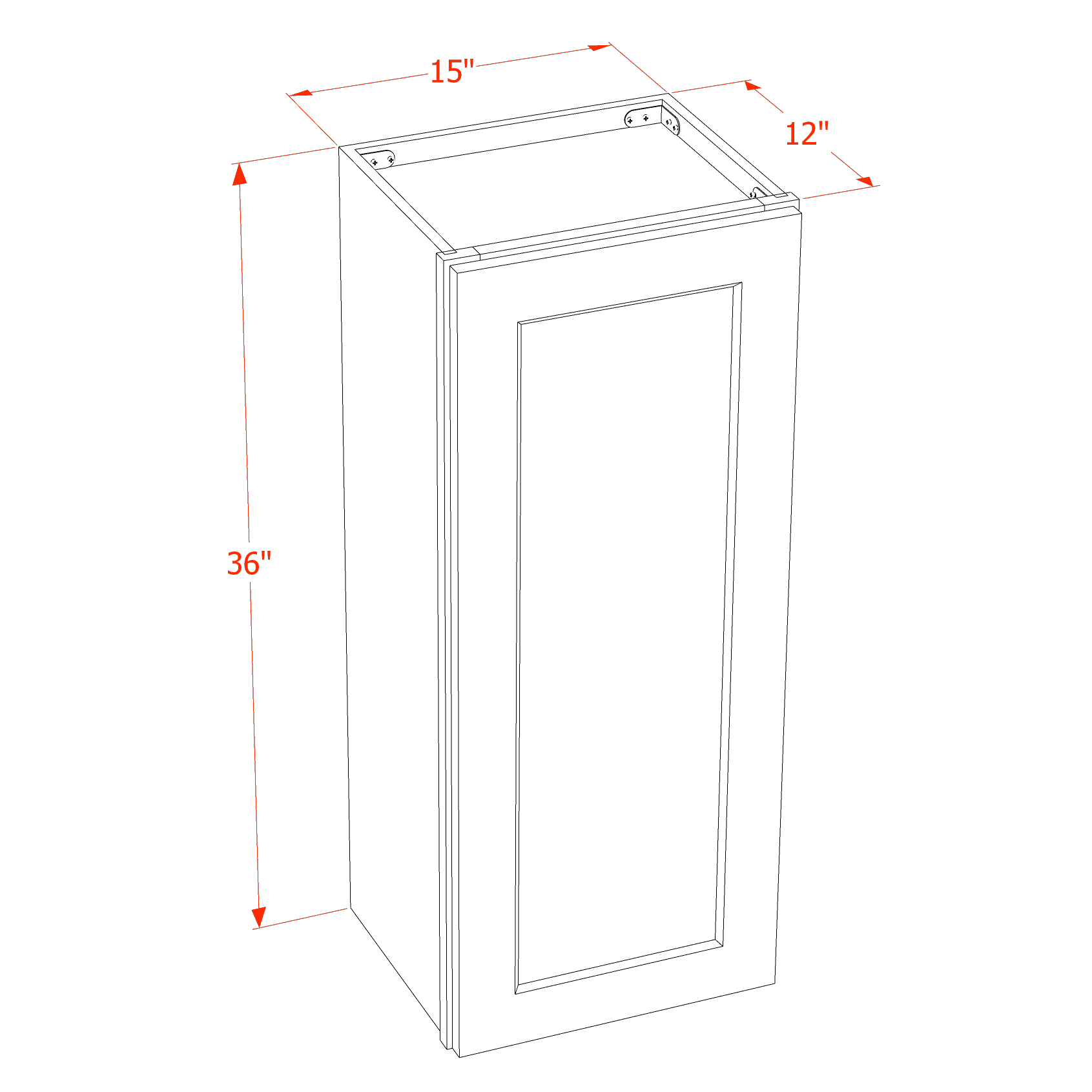 W1536-SSAW: Shaker Swan White 15"W x 36"H 1 Door & 2 Shelves Standard Wall Cabinet