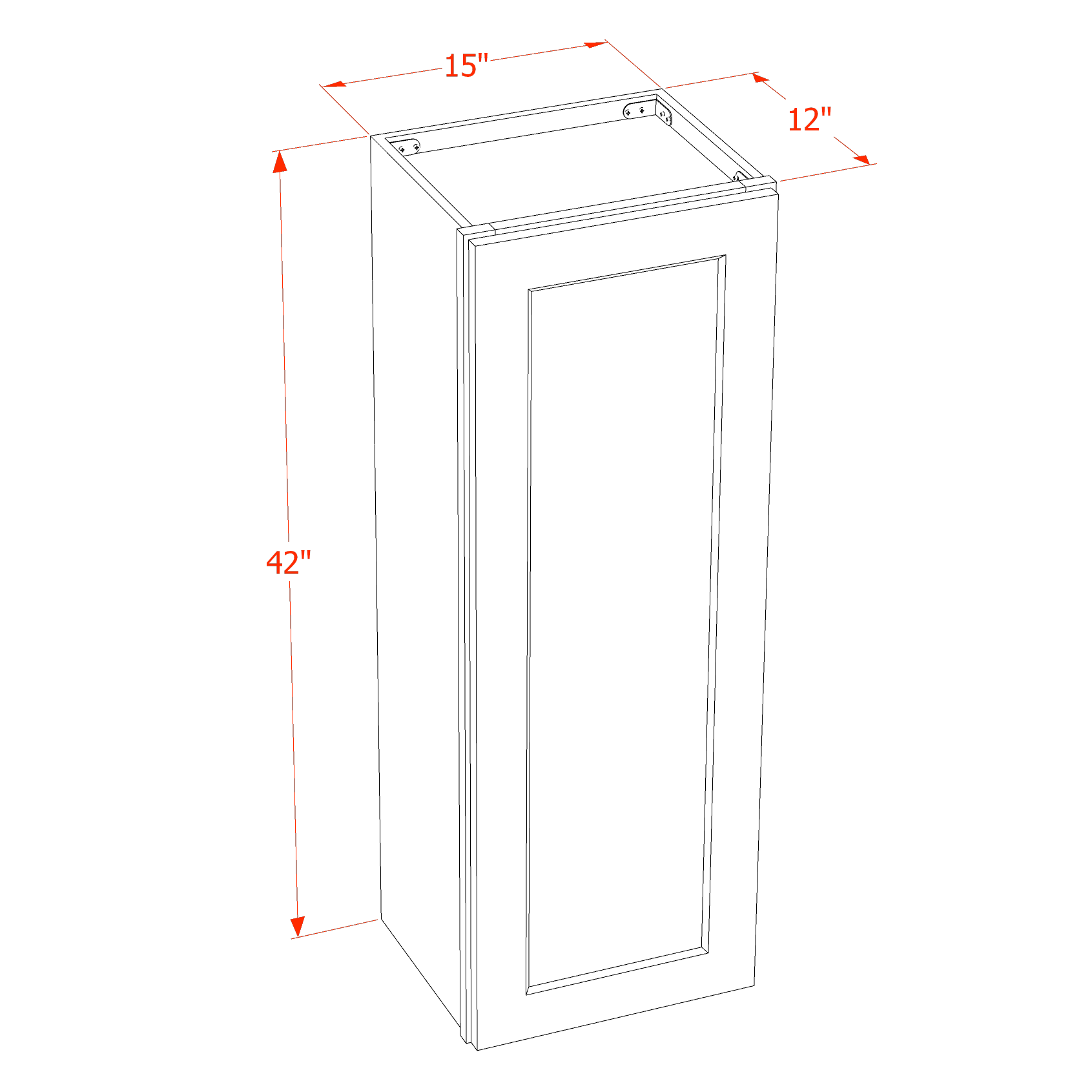 W1542-SSAW  Wall Cabinet 1 Door & 2 Shelves - Shaker Style - Swan White   15"W x 36"H x 12"D
