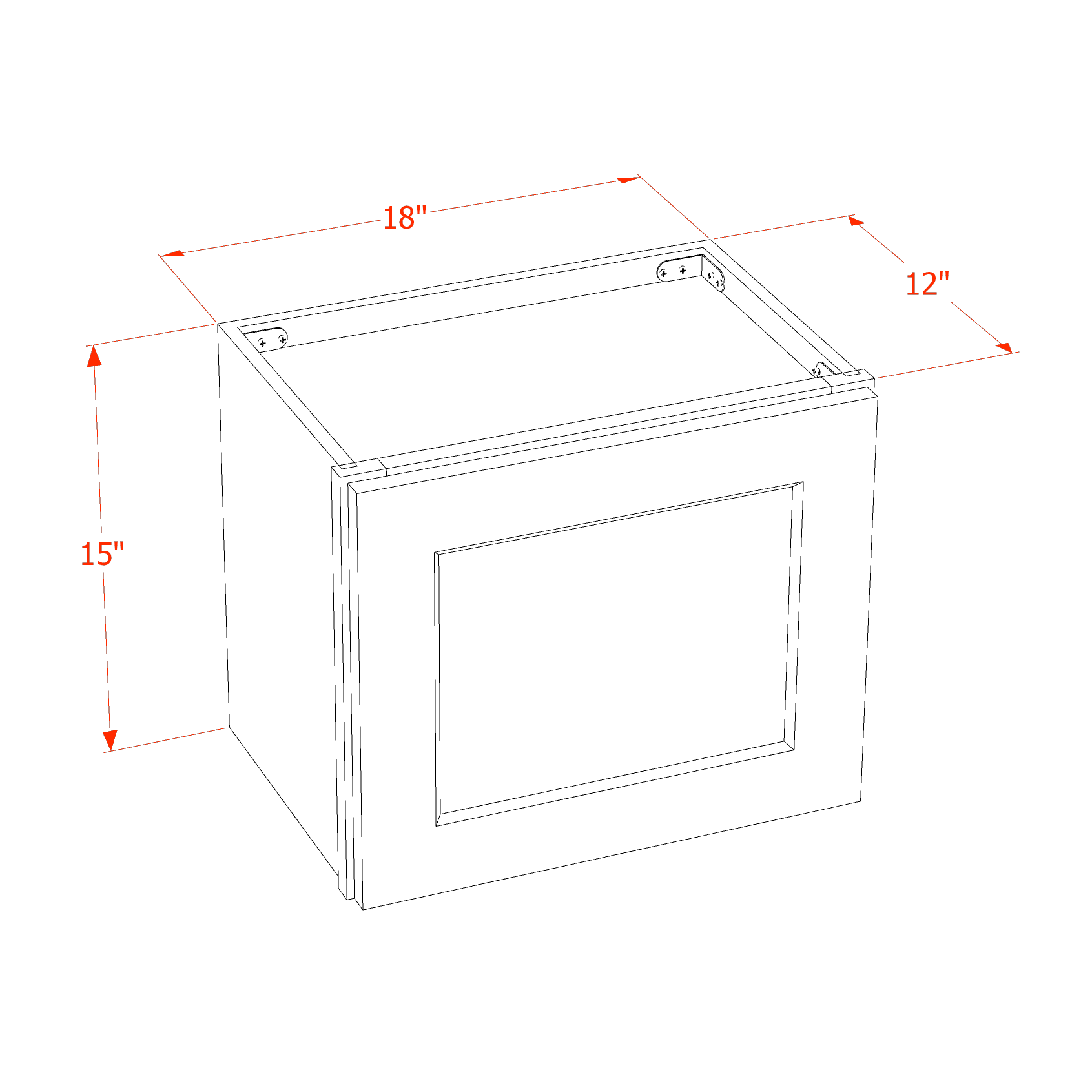 W1815-SWG Wall Cabinet 1 Door & 2 Shelves - Shaker Style - Washed Grey   18"W x 15"H x 12"D