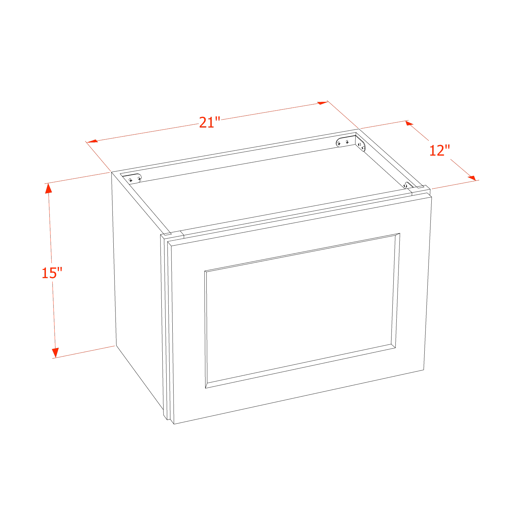 W2115-SG  Wall Cabinet 1 Door & 2 Shelves - Shaker Style - Green   21"W x 15"H x 12"D