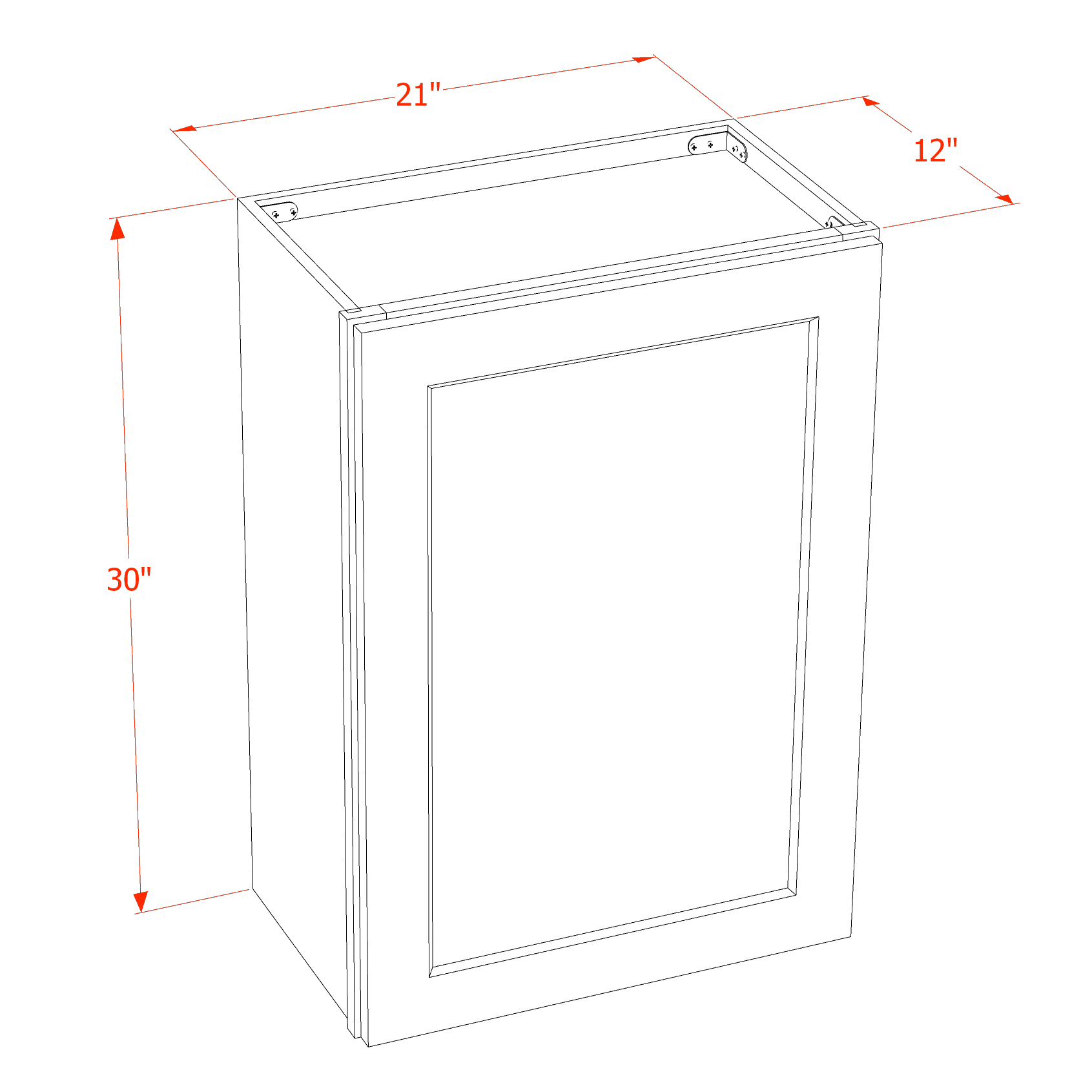 W2130-SSAW  Wall Cabinet 1 Door & 2 Shelves - Shaker Style - Swan White   21"W x 15"H x 12"D