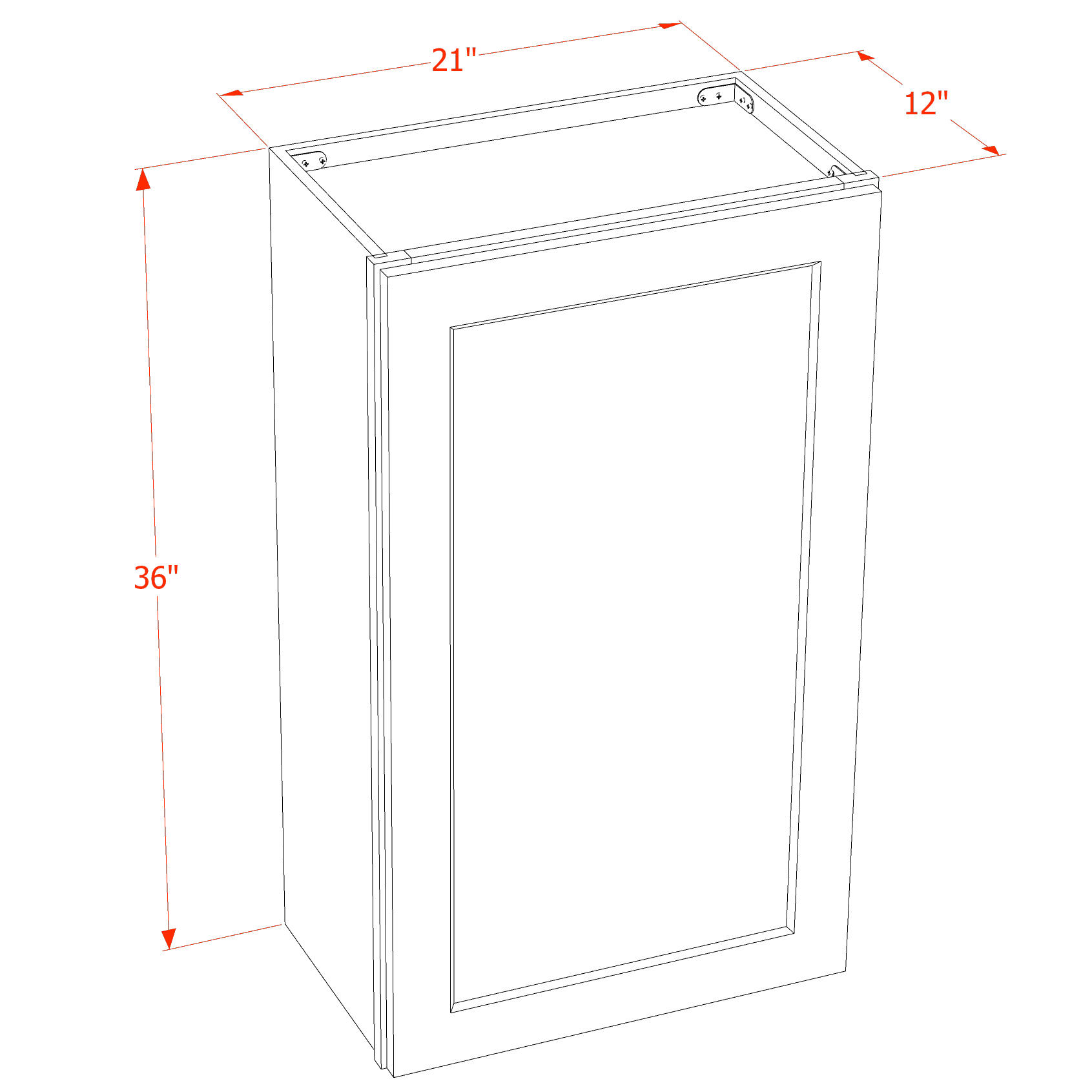 W2136-SSAW  Wall Cabinet 1 Door & 2 Shelves - Shaker Style - Swan White   21"W x 30"H x 12"D
