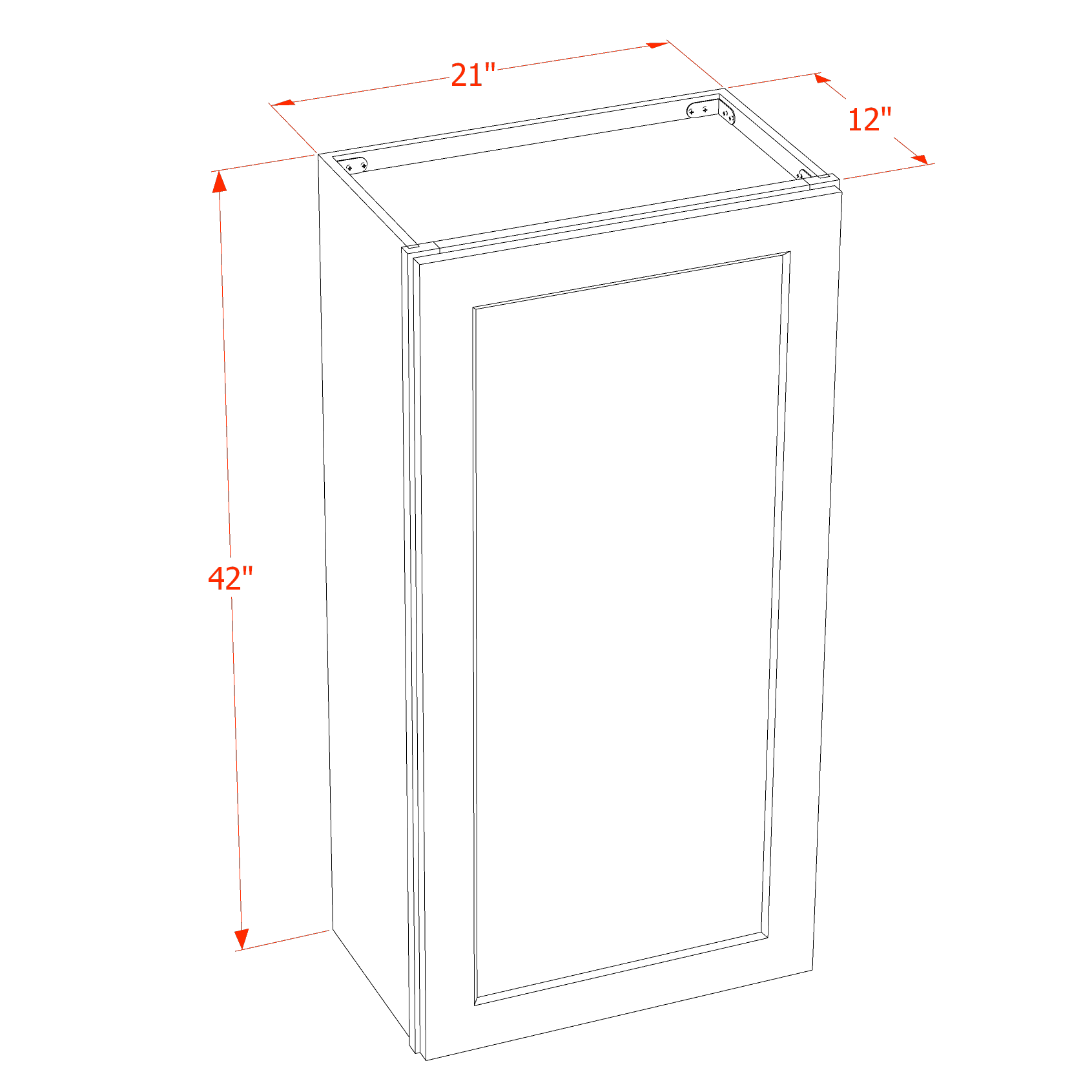W2142-SSE  Wall Cabinet 1 Door & 2 Shelves - Slim Shaker Style - Espresso   21"W x 42"H x 12"D