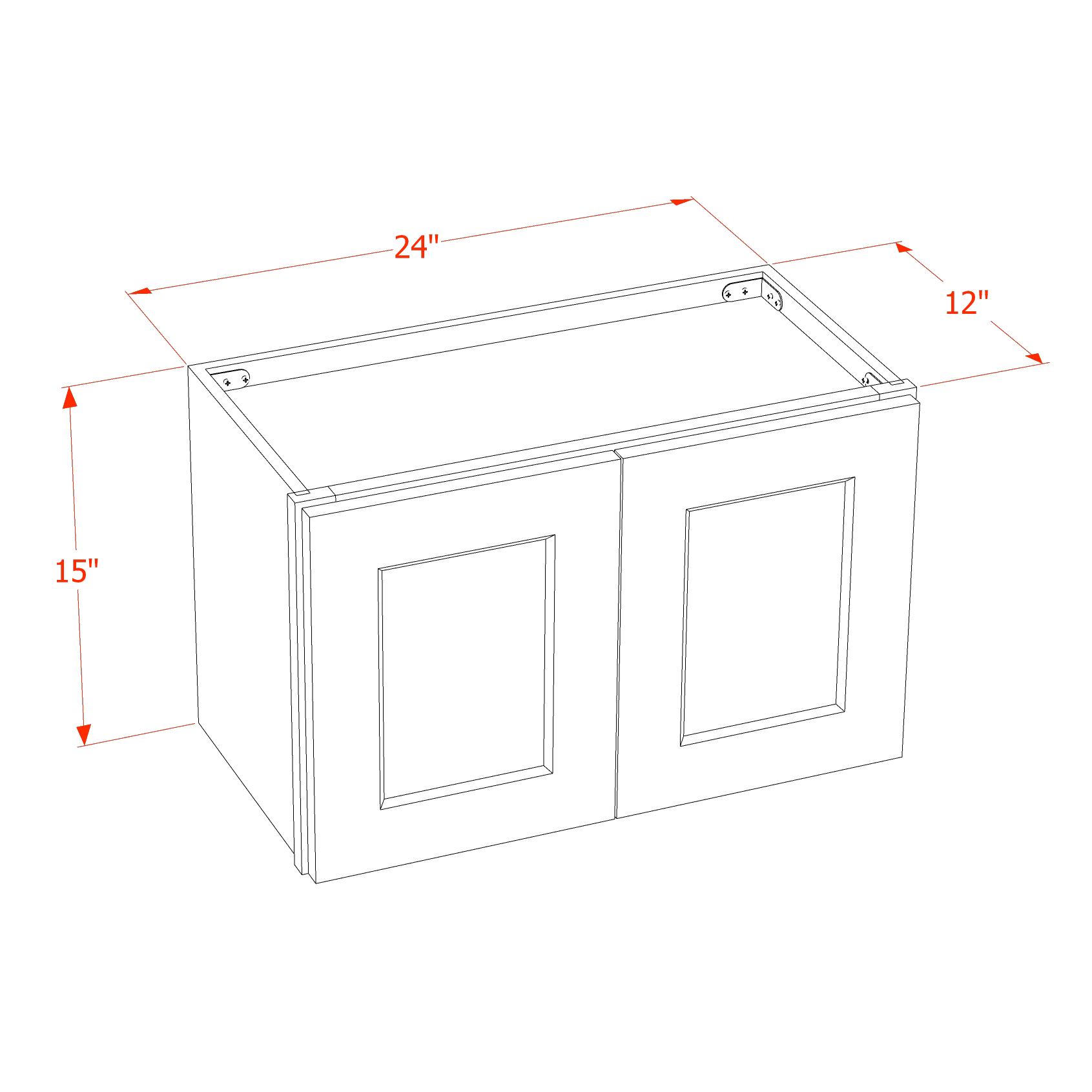 W2415-SSAW  Wall Cabinet 2 Doors & 2 Shelves - Shaker Style - Swan White   21"W x 42"H x 12"D