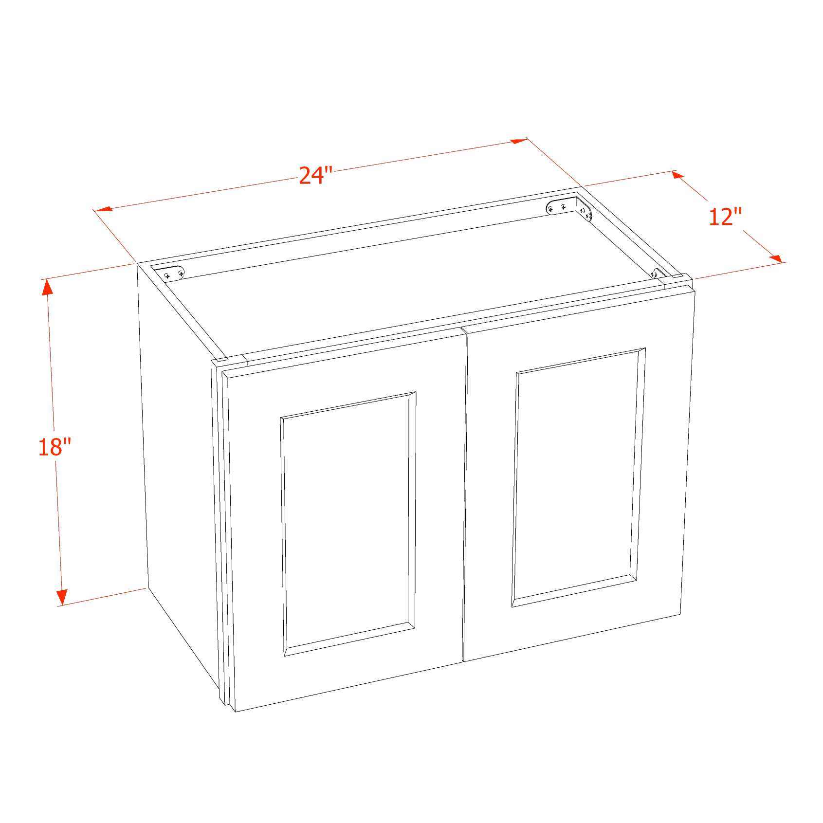 W2418-SSAW  Wall Cabinet 2 Doors & 2 Shelves - Shaker Style - Swan White   24"W x 15"H x 12"D