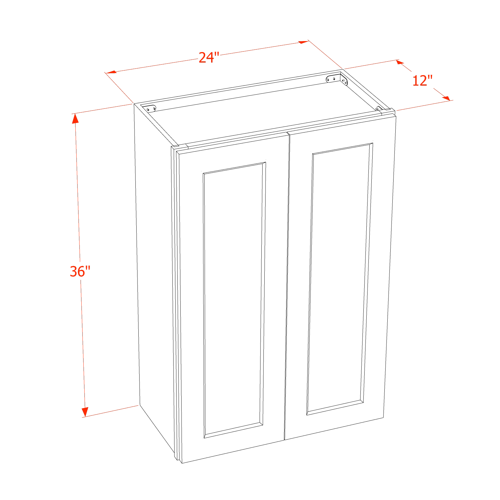 W2436-ST: Shaker Timber 24"W x 36"H 2 Doors & 2 Shelves Standard Wall Cabinet
