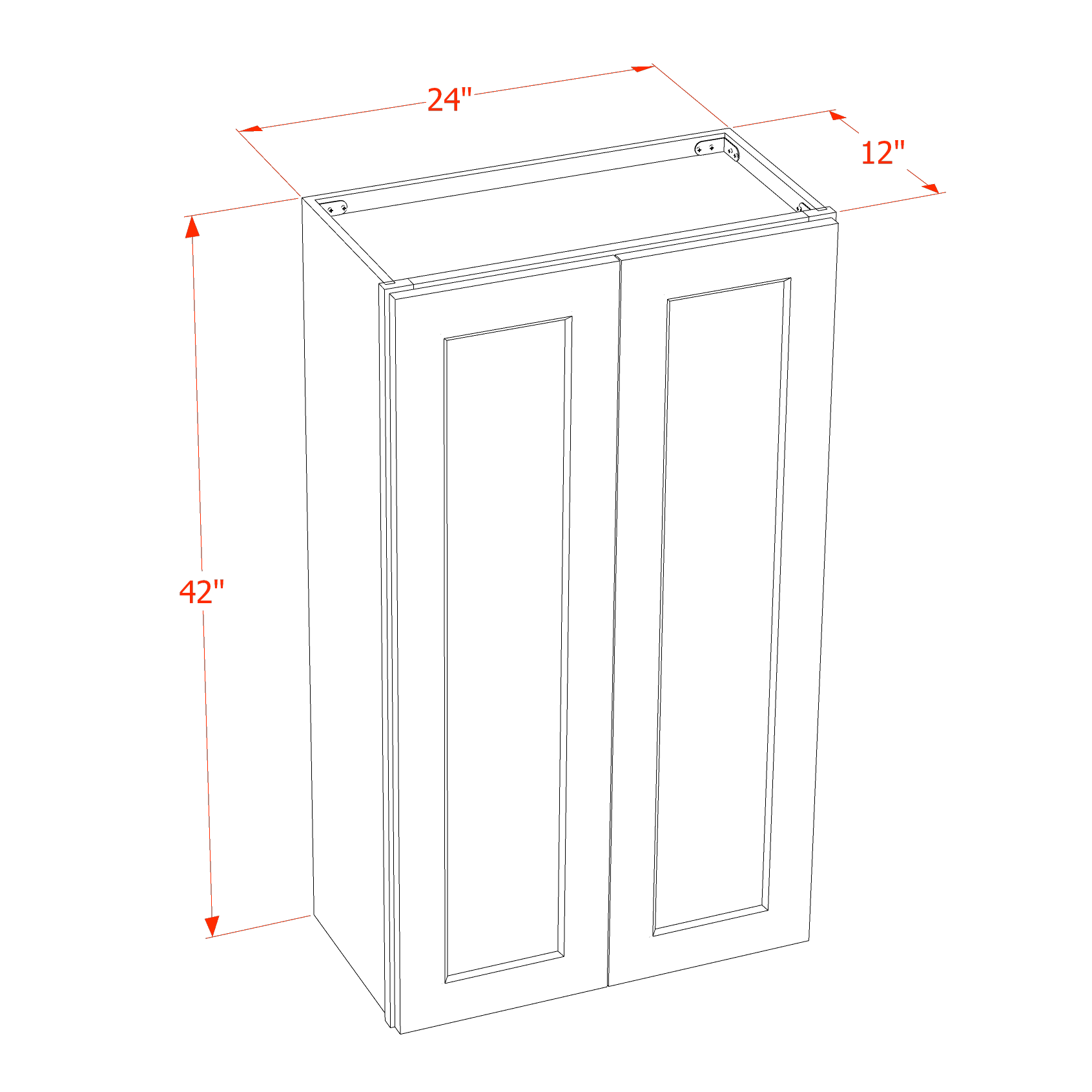 W2442-SSAW  Wall Cabinet 2 Doors & 2 Shelves - Shaker Style - Swan White   24"W x 36"H x 12"D