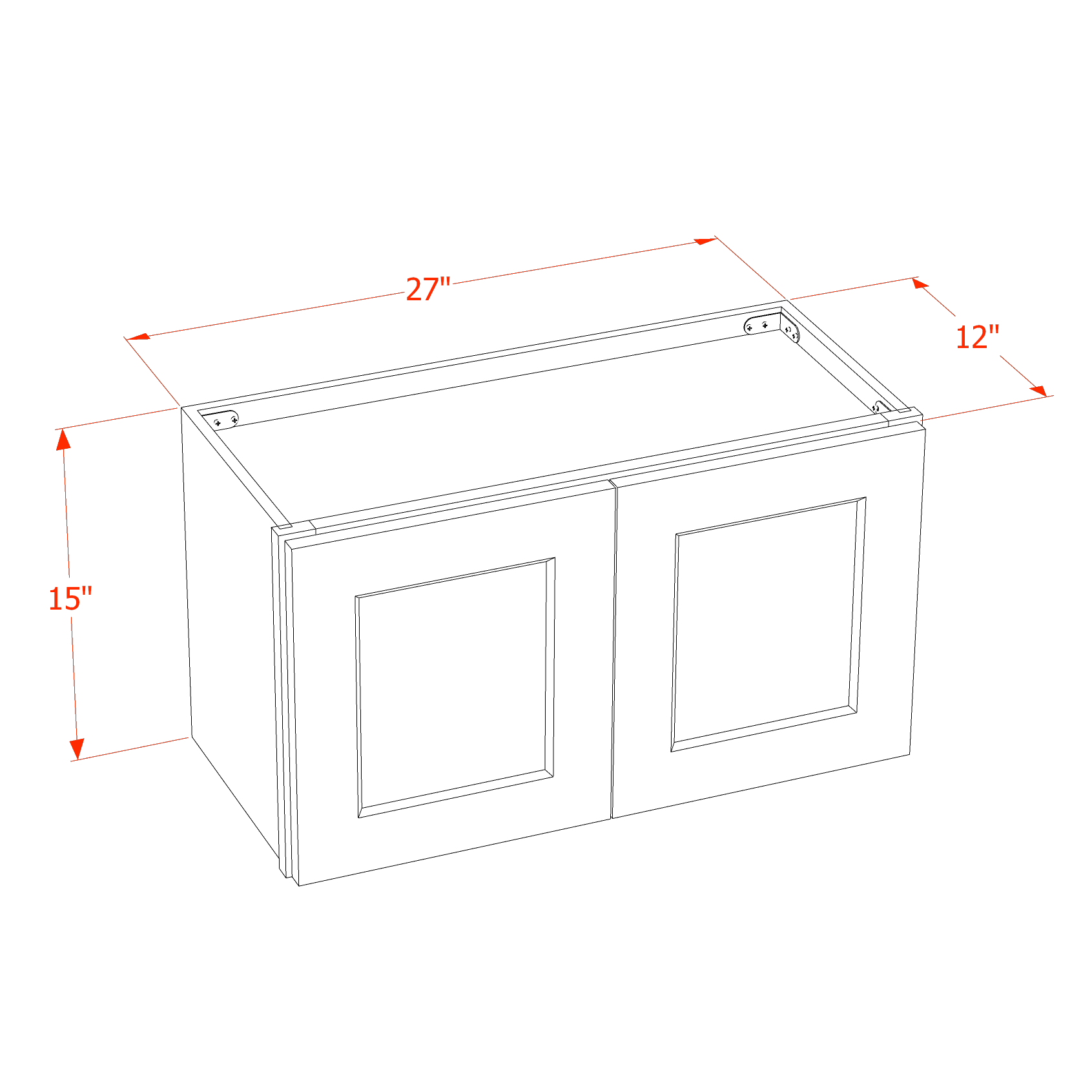 W2715-SSAW  Wall Cabinet 2 Doors & 2 Shelves - Shaker Style - Swan White   24"W x 42"H x 12"D
