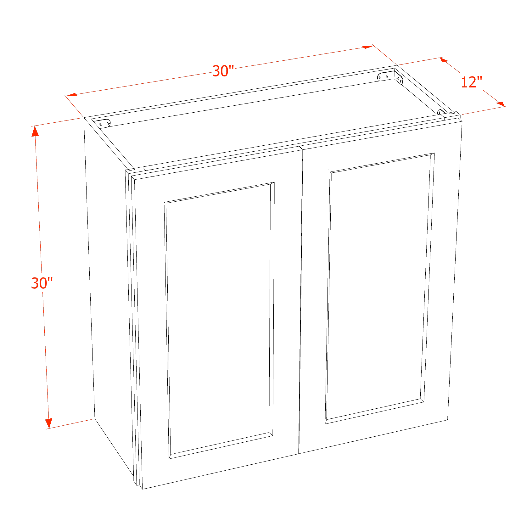 W3030-SSAW: Shaker Swan White 30"W x 30"H 2 Doors & 2 Shelves Standard Wall Cabinet