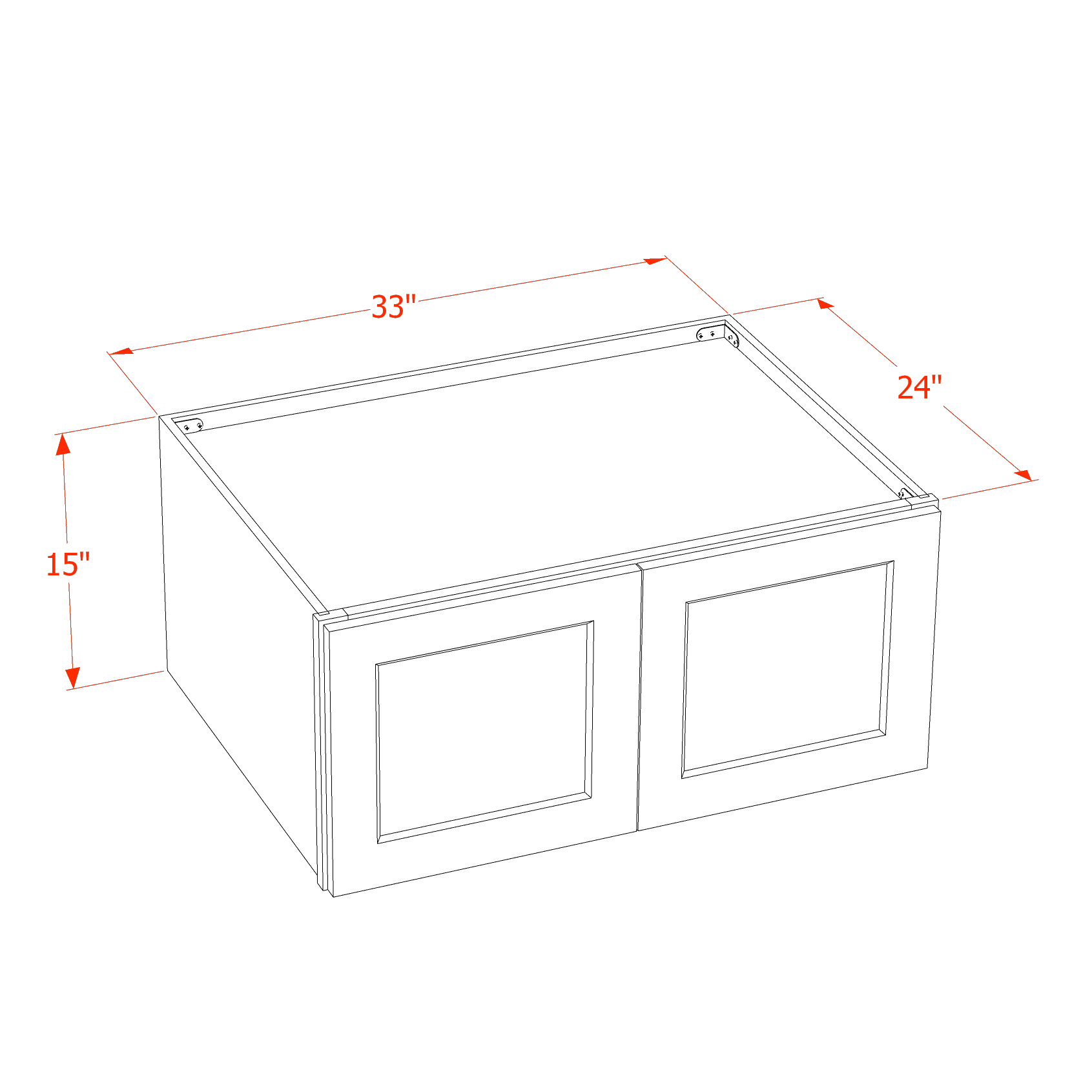 W3315-SSE  Wall Cabinet 2 Doors & 2 Shelves - Slim Shaker Style - Espresso   33"W x 15"H x 12"D