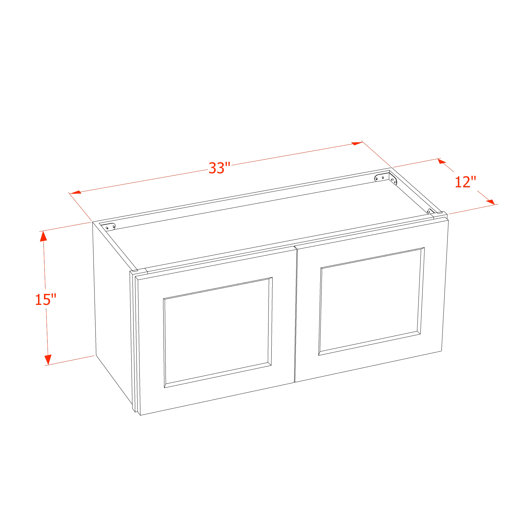 W331524-SSE  Wall Cabinet 2 Doors & 2 Shelves - Slim Shaker Style - Espresso   33"W x 15"H x 24"D