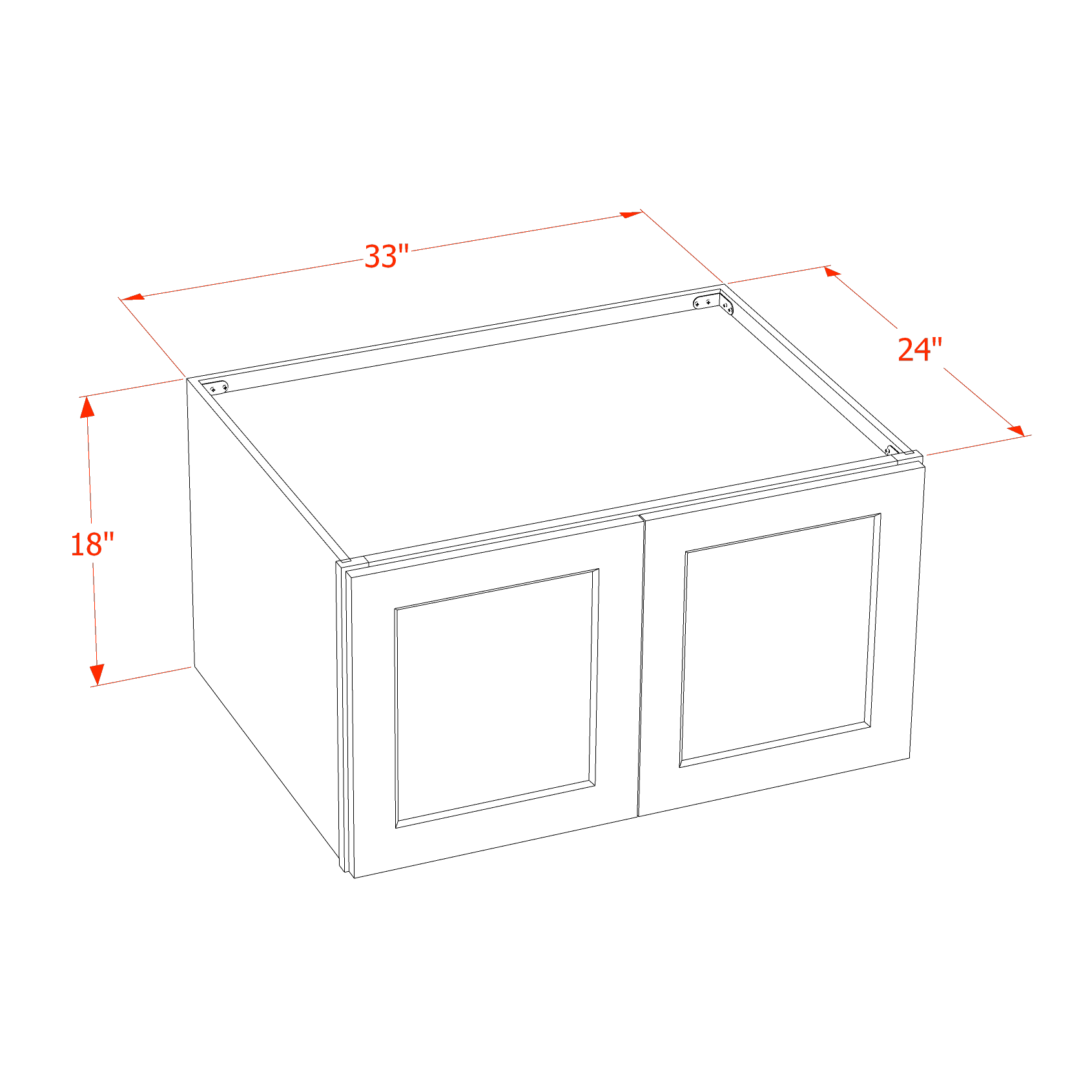 W331824-SSAW  Wall Cabinet 2 Doors & 2 Shelves - Shaker Style - Swan White   33"W x 15"H x 24"D