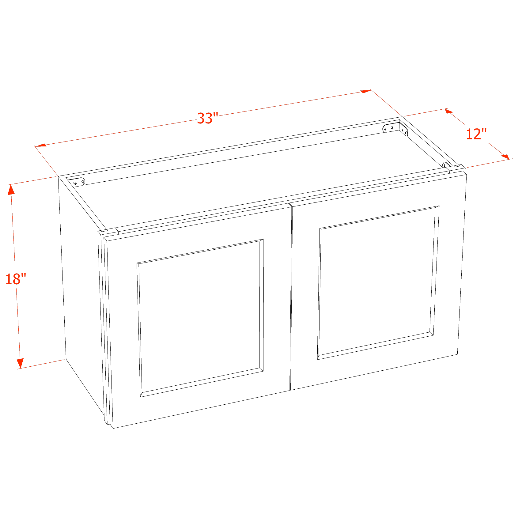 W331824-SSE  Wall Cabinet 2 Doors & 2 Shelves - Slim Shaker Style - Espresso   33"W x 18"H x 24"D