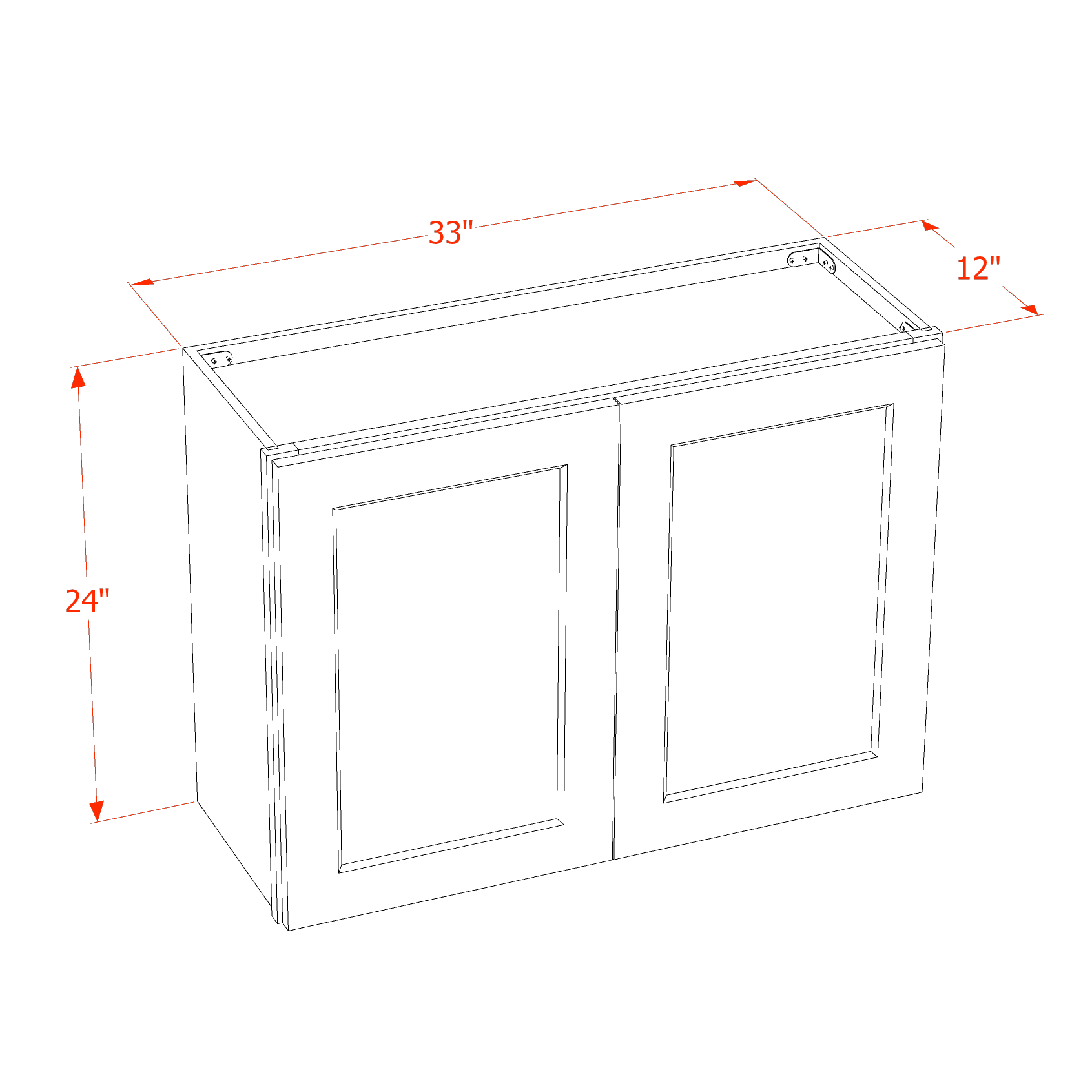 W3324-SSAW: Shaker Swan White 33"W x 24"H 2 Doors Standard Wall Bridge Cabinet