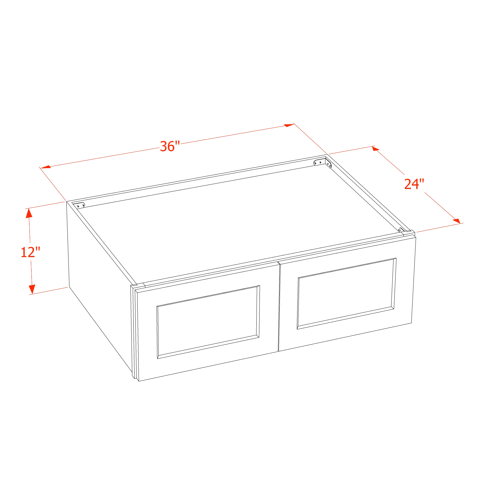 W361224-SSAW  Wall Cabinet 2 Doors & 2 Shelves - Shaker Style - Swan White   33"W x 42"H x 24"D