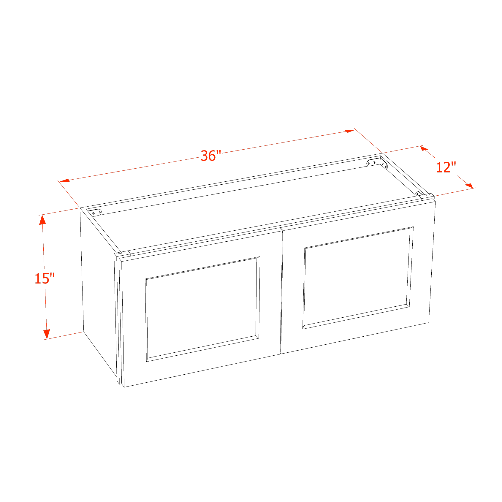 W3615-SSAW  Wall Cabinet 2 Doors & 2 Shelves - Shaker Style - Swan White   36"W x 15"H x 12"D