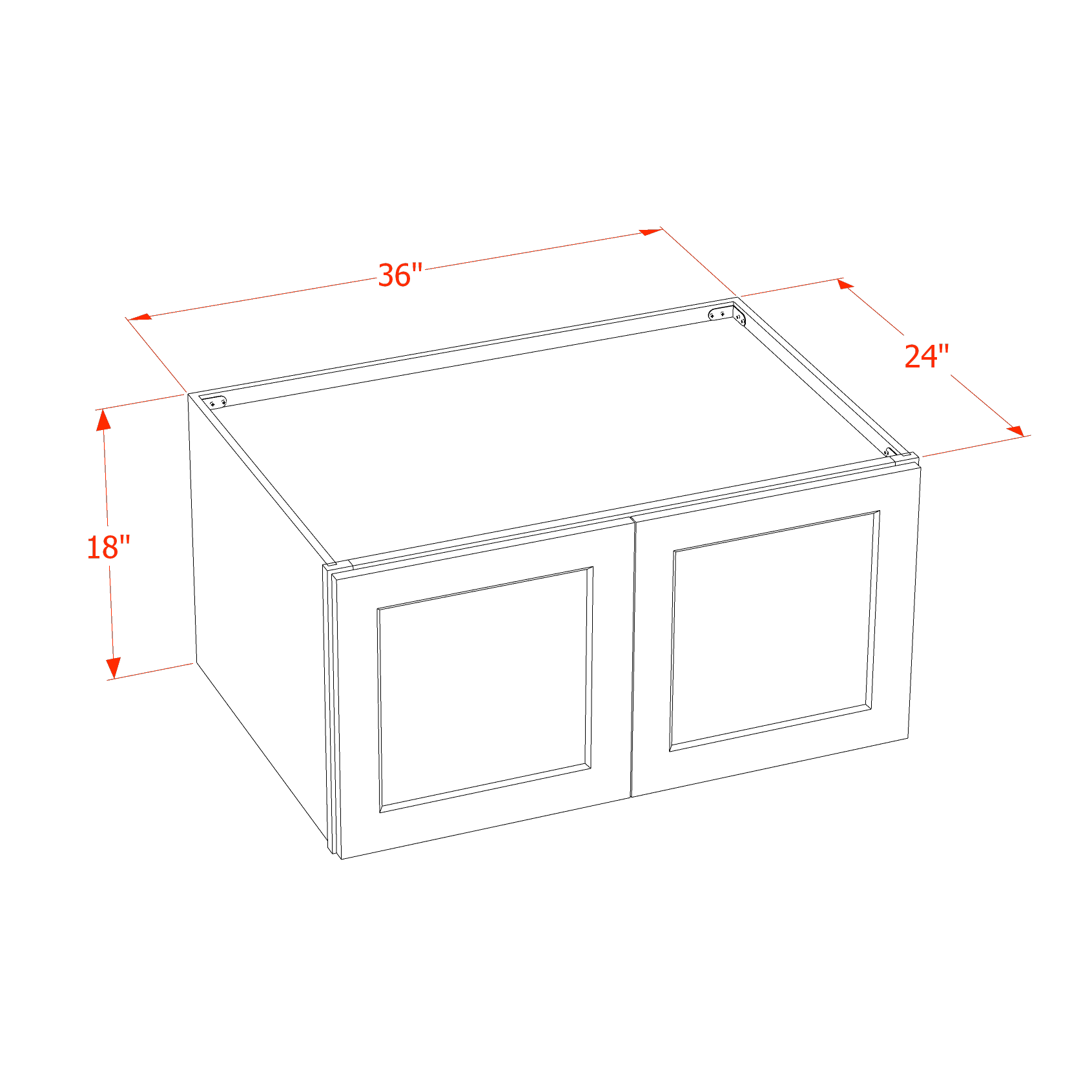 W361824-SSAW  Wall Cabinet 2 Doors & 2 Shelves - Shaker Style - Swan White   36"W x 15"H x 24"D