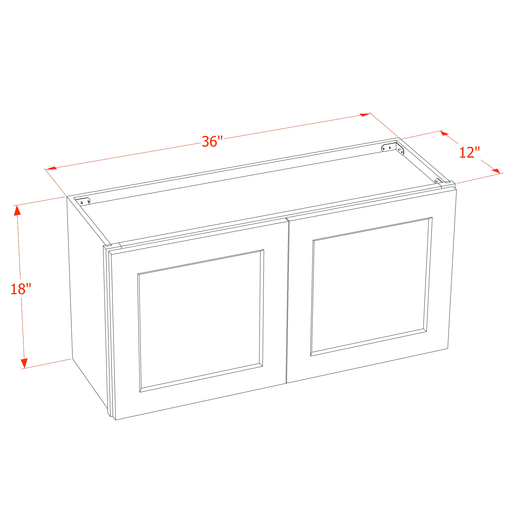 W3618-SG  Wall Cabinet 2 Doors & 2 Shelves - Shaker Style - Green   36"W x 18"H x 12"D