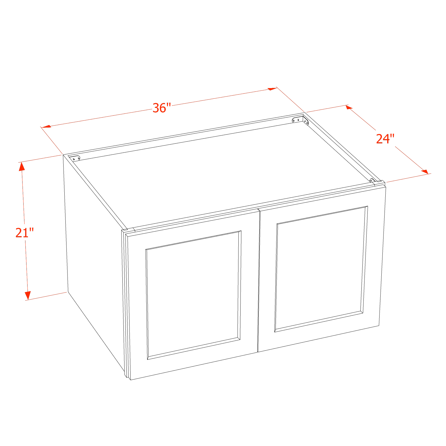 W362124-SSAW  Wall Cabinet 2 Doors & 2 Shelves - Shaker Style - Swan White   36"W x 18"H x 24"D
