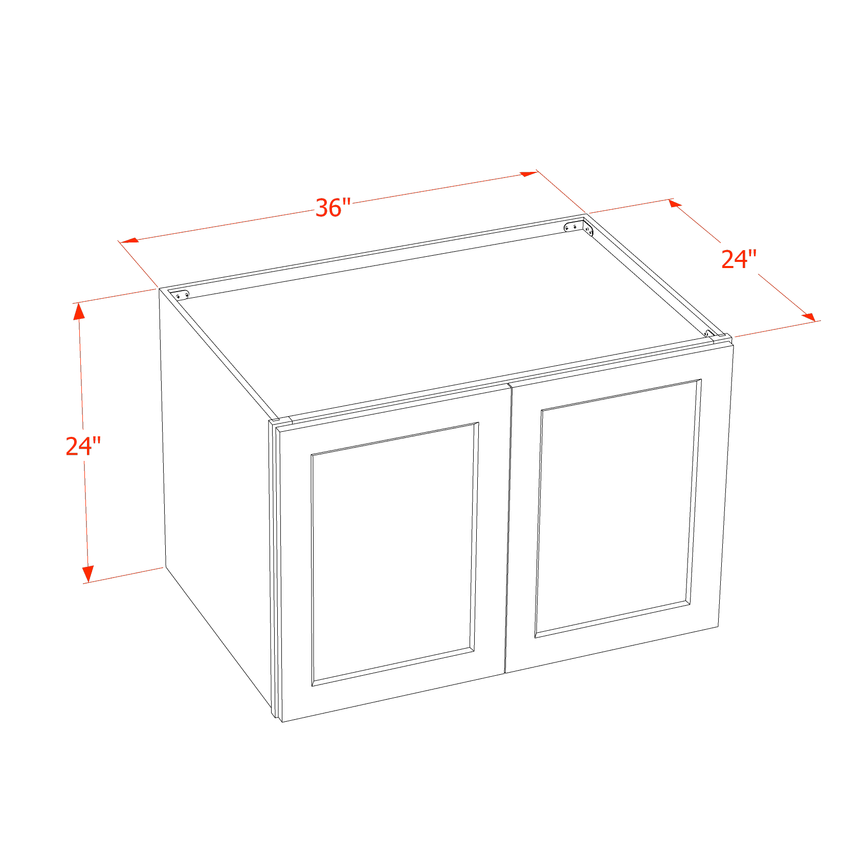 W332424-SLG  Wall Cabinet 2 Doors & 2 Shelves - Shaker Style - Light Grey   33"W x 24"H x 12"D