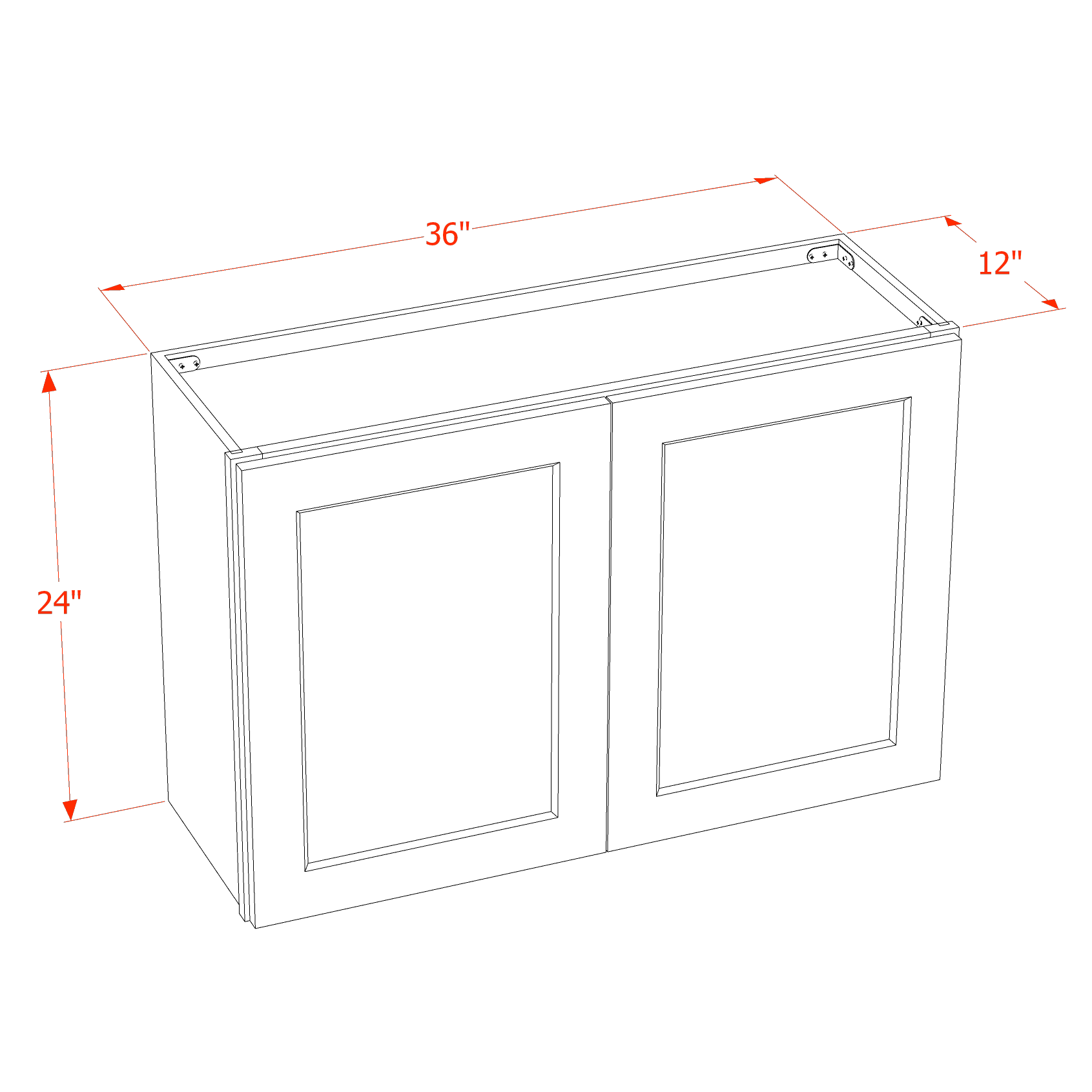 W3624-SSAW  Wall Cabinet 2 Doors & 2 Shelves - Shaker Style - Swan White   36"W x 24"H x 12"D